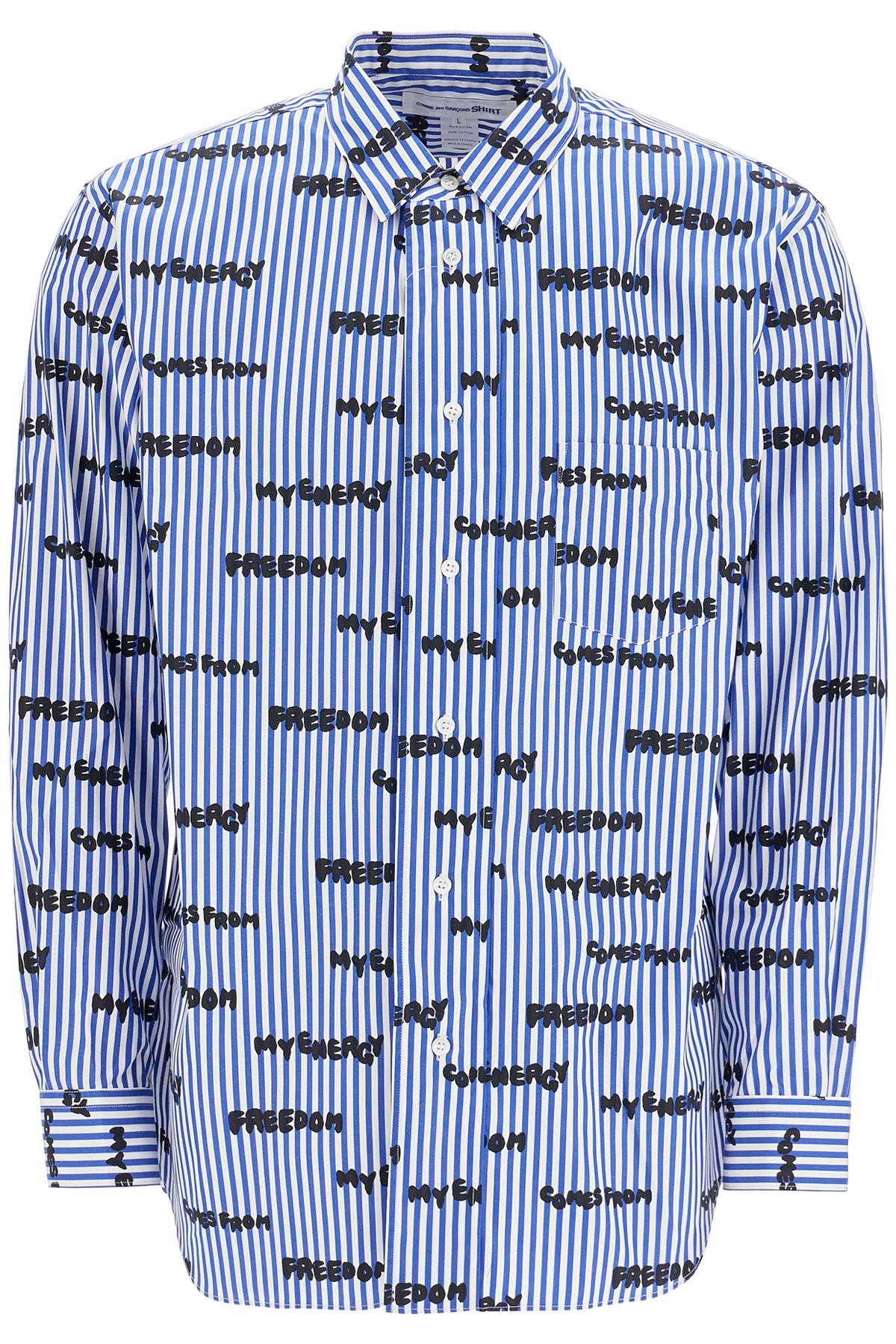 Shop Comme Des Garçons Shirt Striped Printed Shirt In Blue