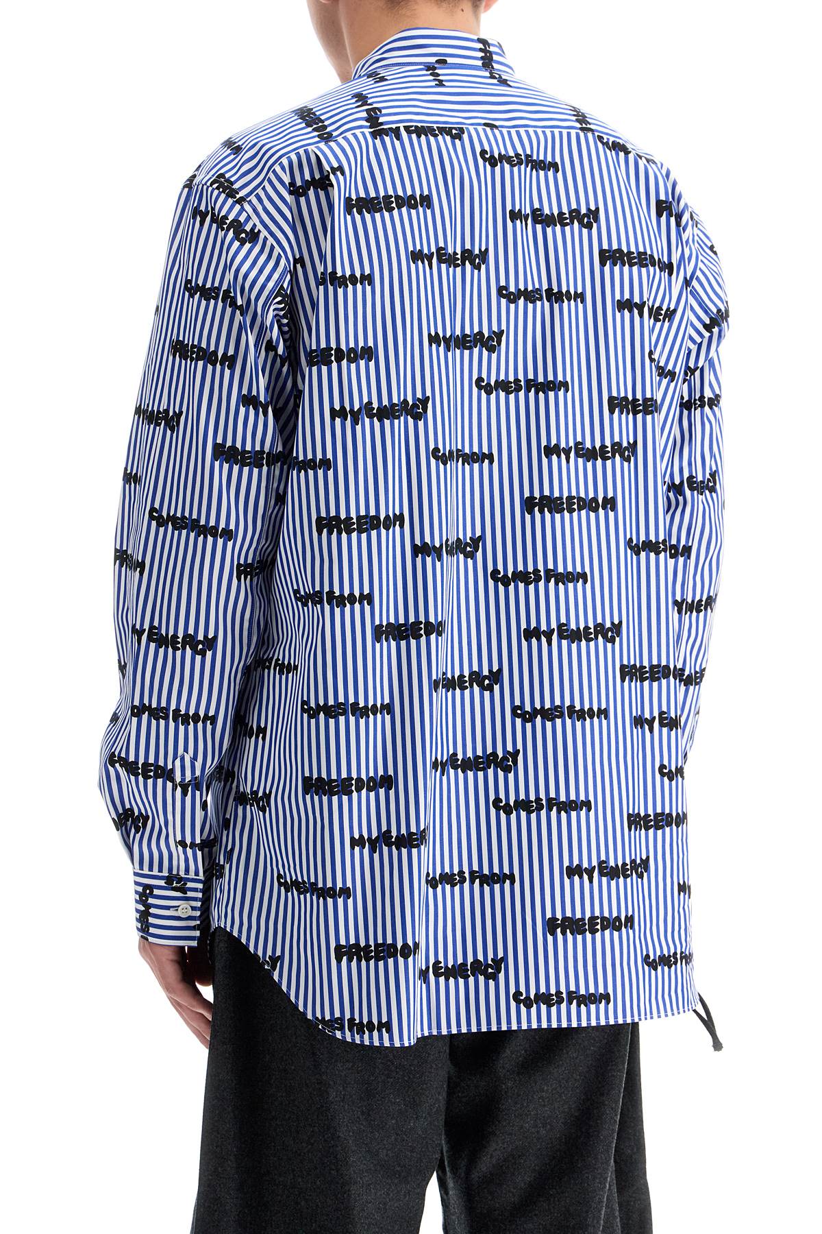 Shop Comme Des Garçons Shirt Striped Printed Shirt In Blue