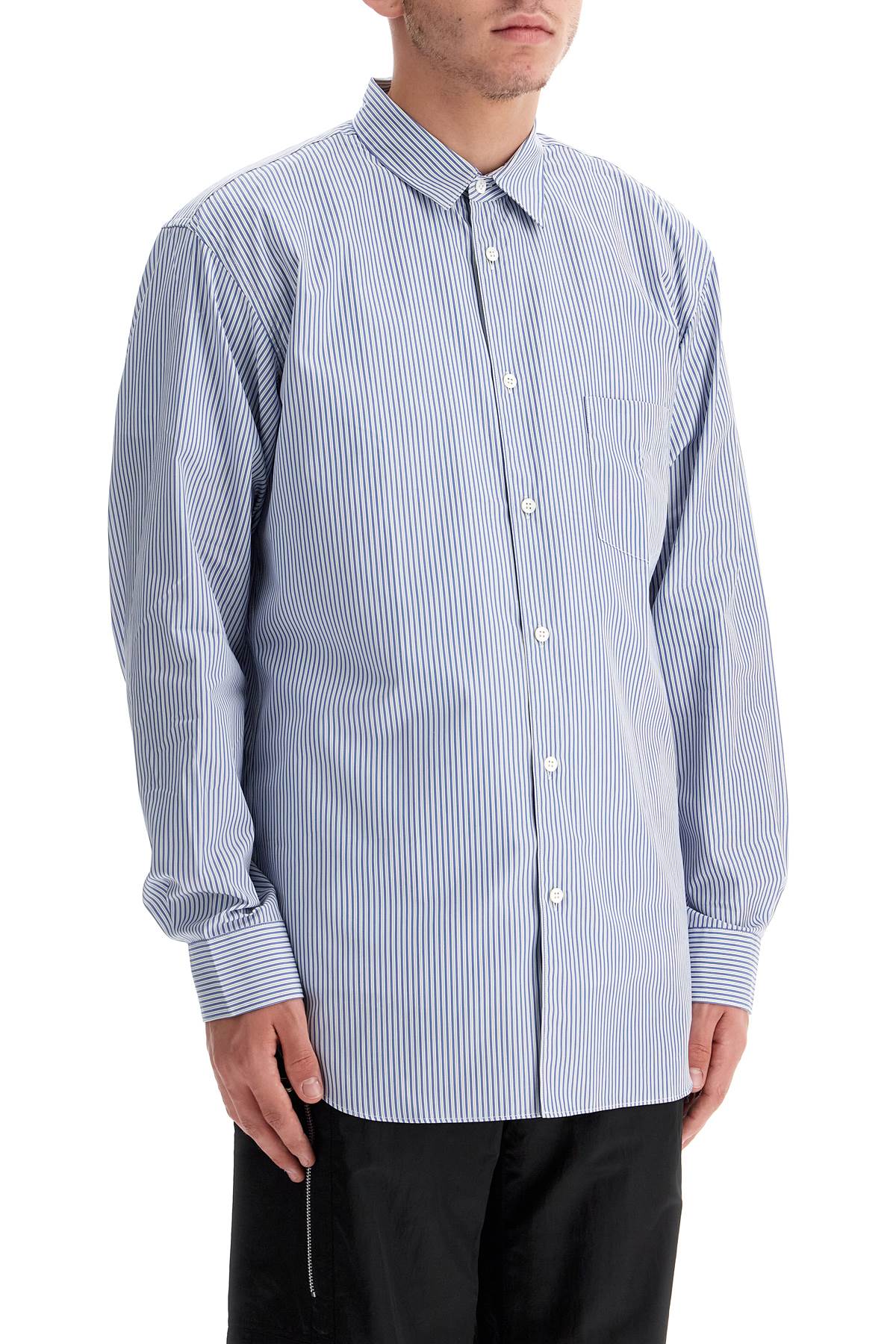 Shop Comme Des Garçons Shirt 'strong Will' Striped In Blue