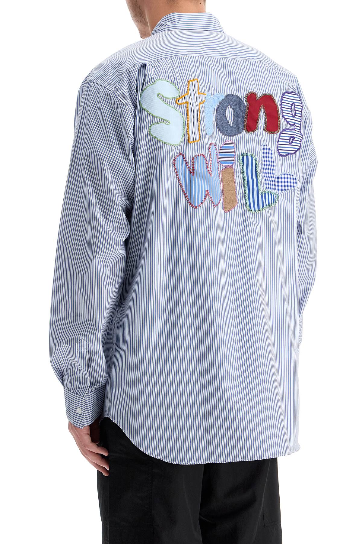 Shop Comme Des Garçons Shirt 'strong Will' Striped In Blue