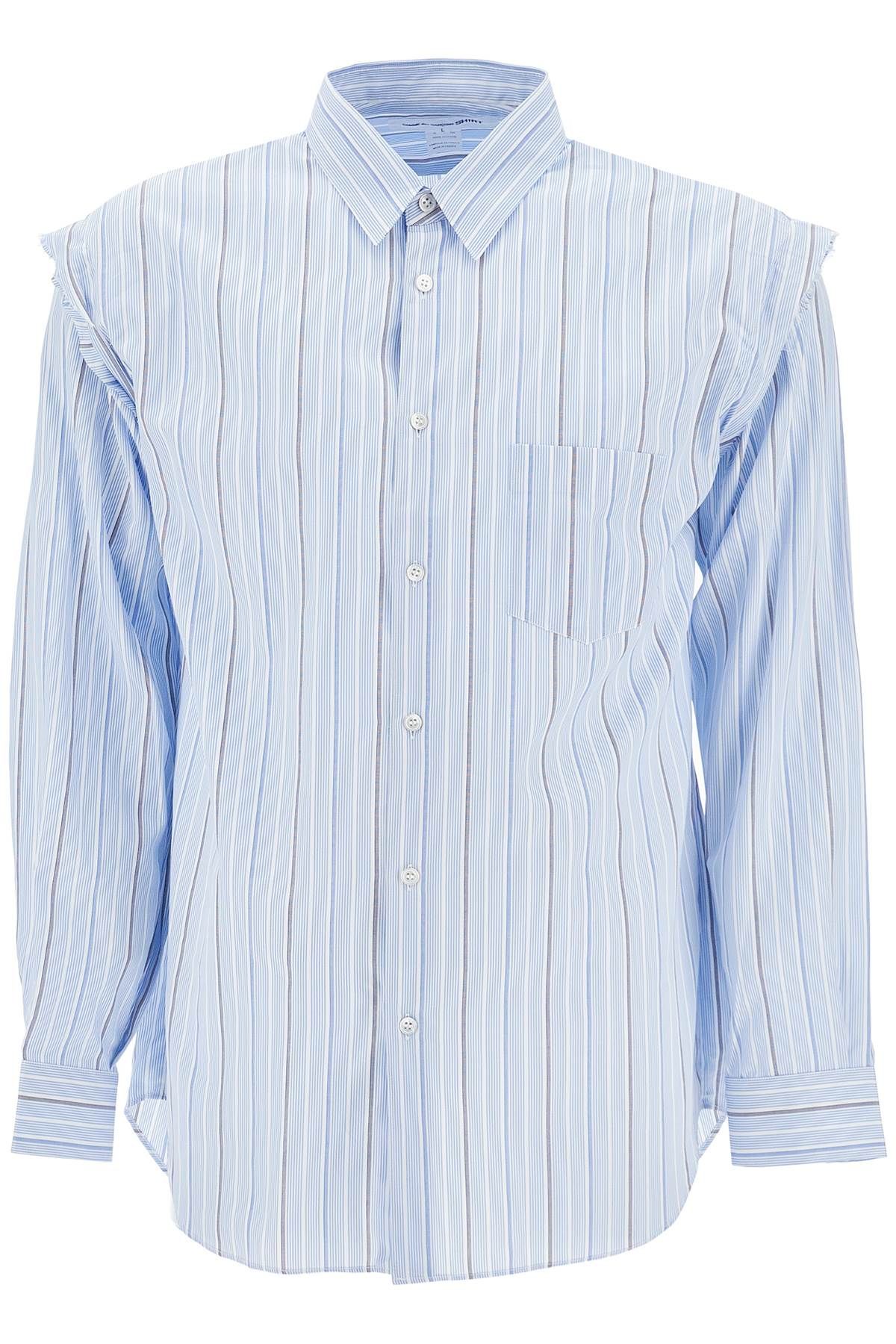 Shop Comme Des Garçons Shirt Striped Shirt With Pocket In Light Blue