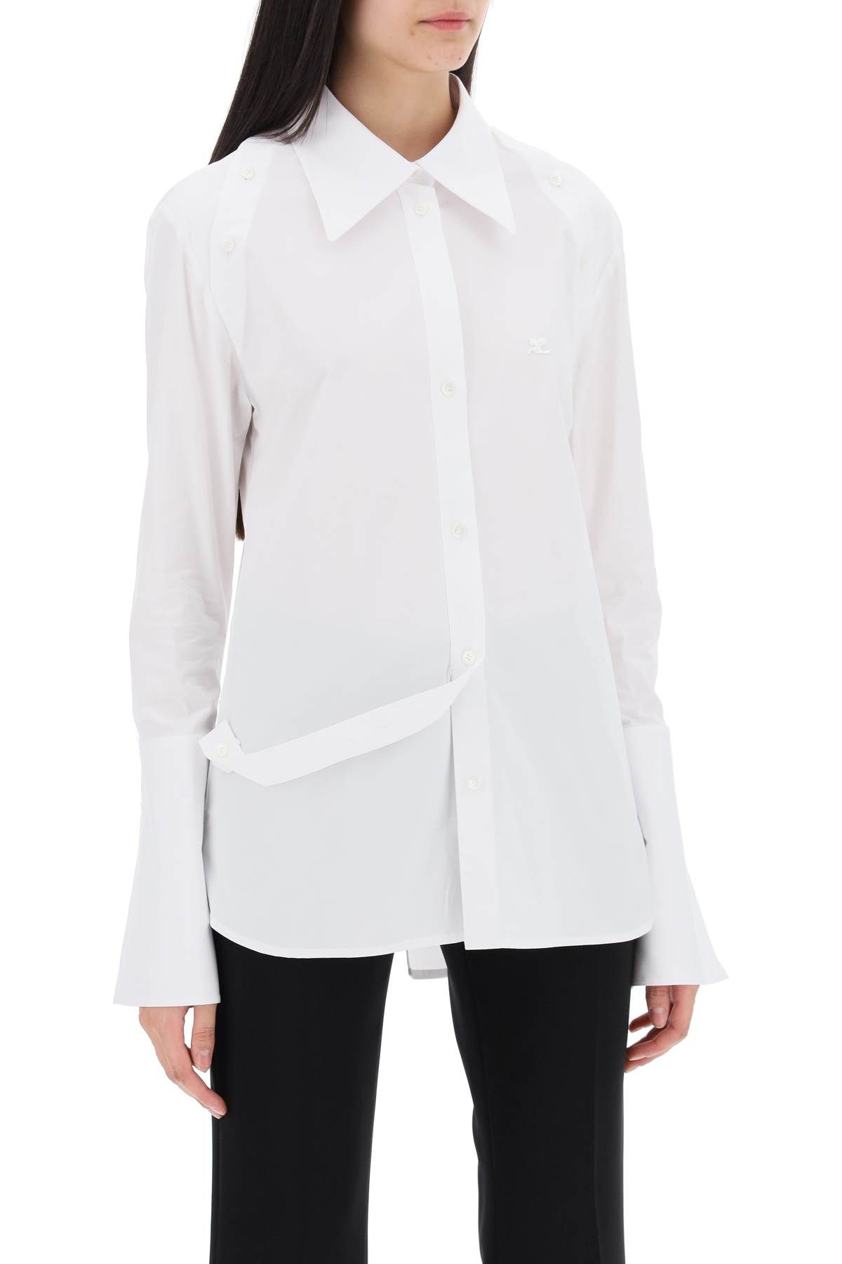 Shop Courrèges Modular Cotton Poplin Shirt In White