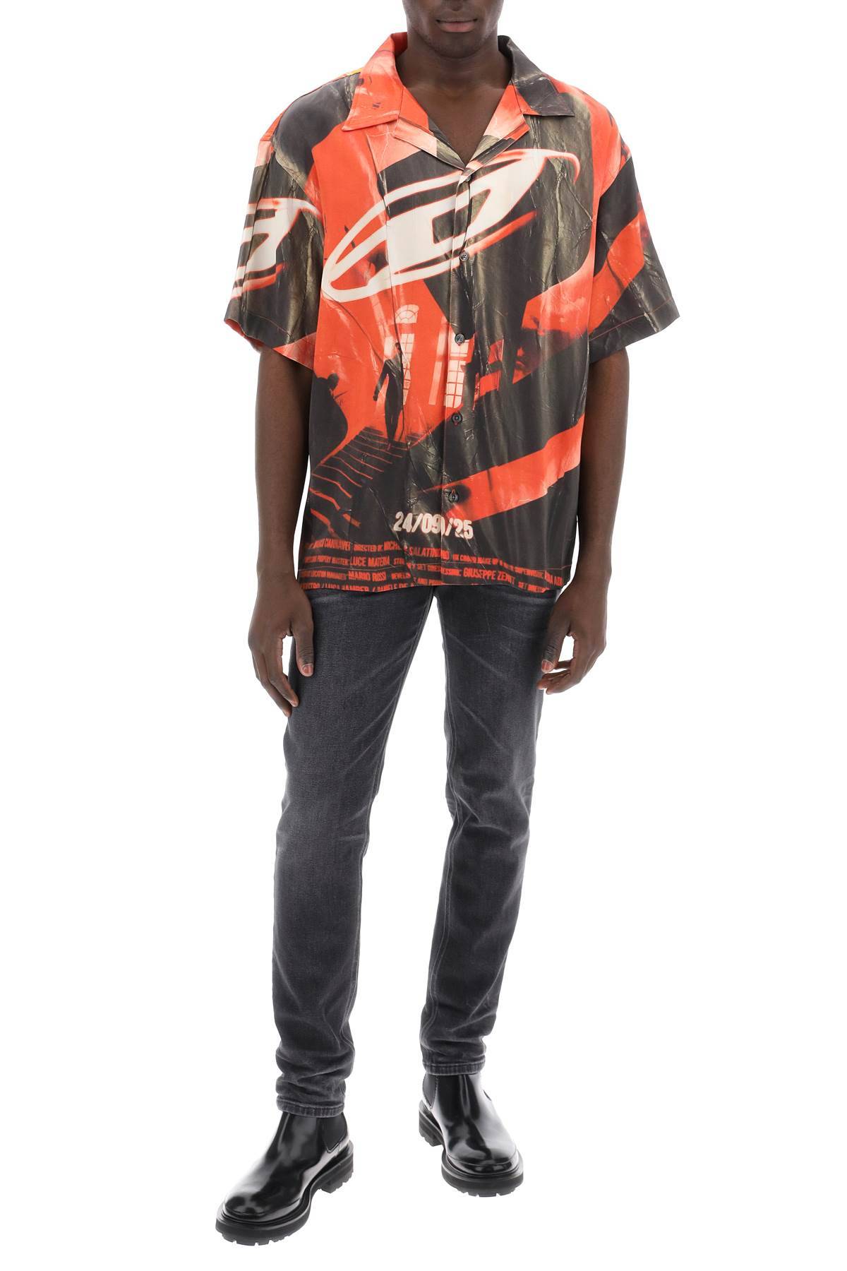 Shop Diesel Bowling Shirt By S In Black,red