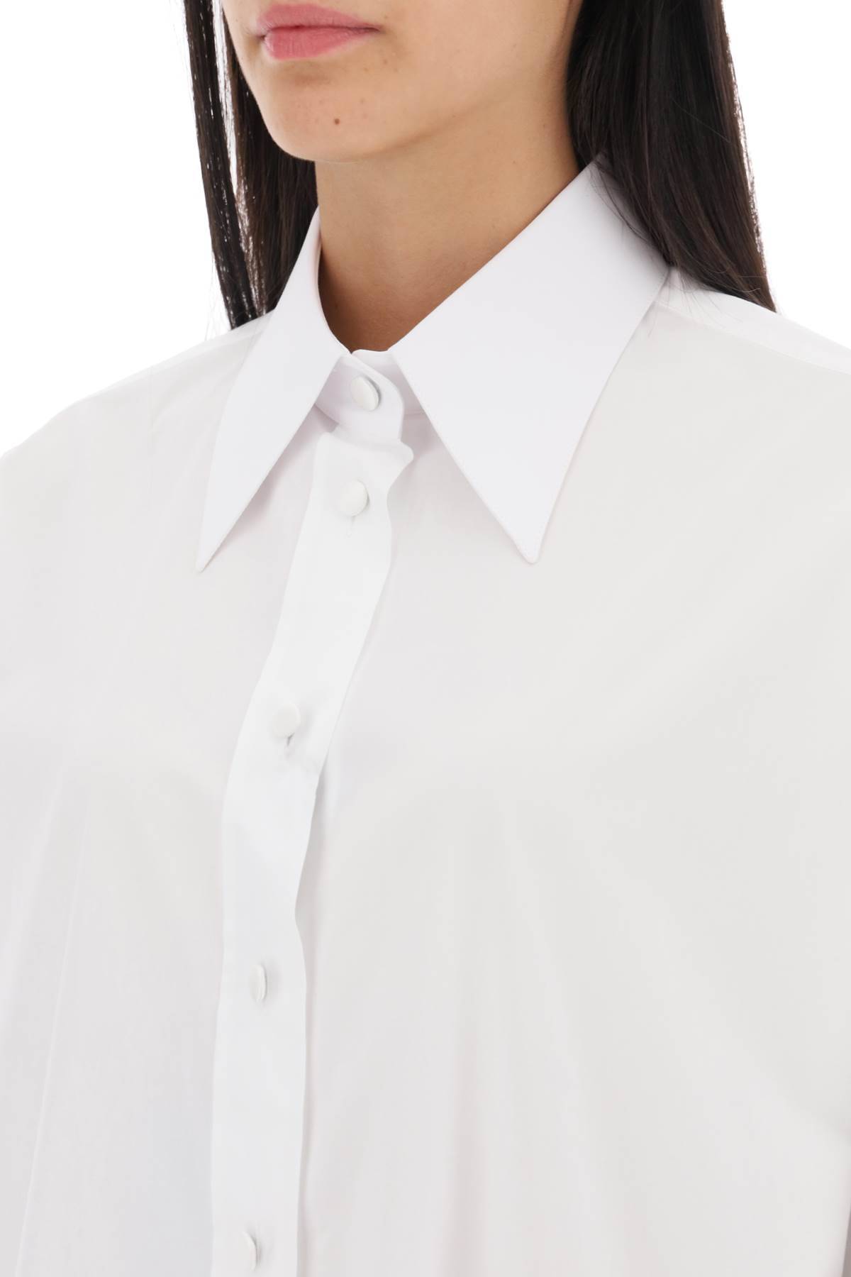 Shop Dolce & Gabbana Maxi Shirt With Satin Buttons In White