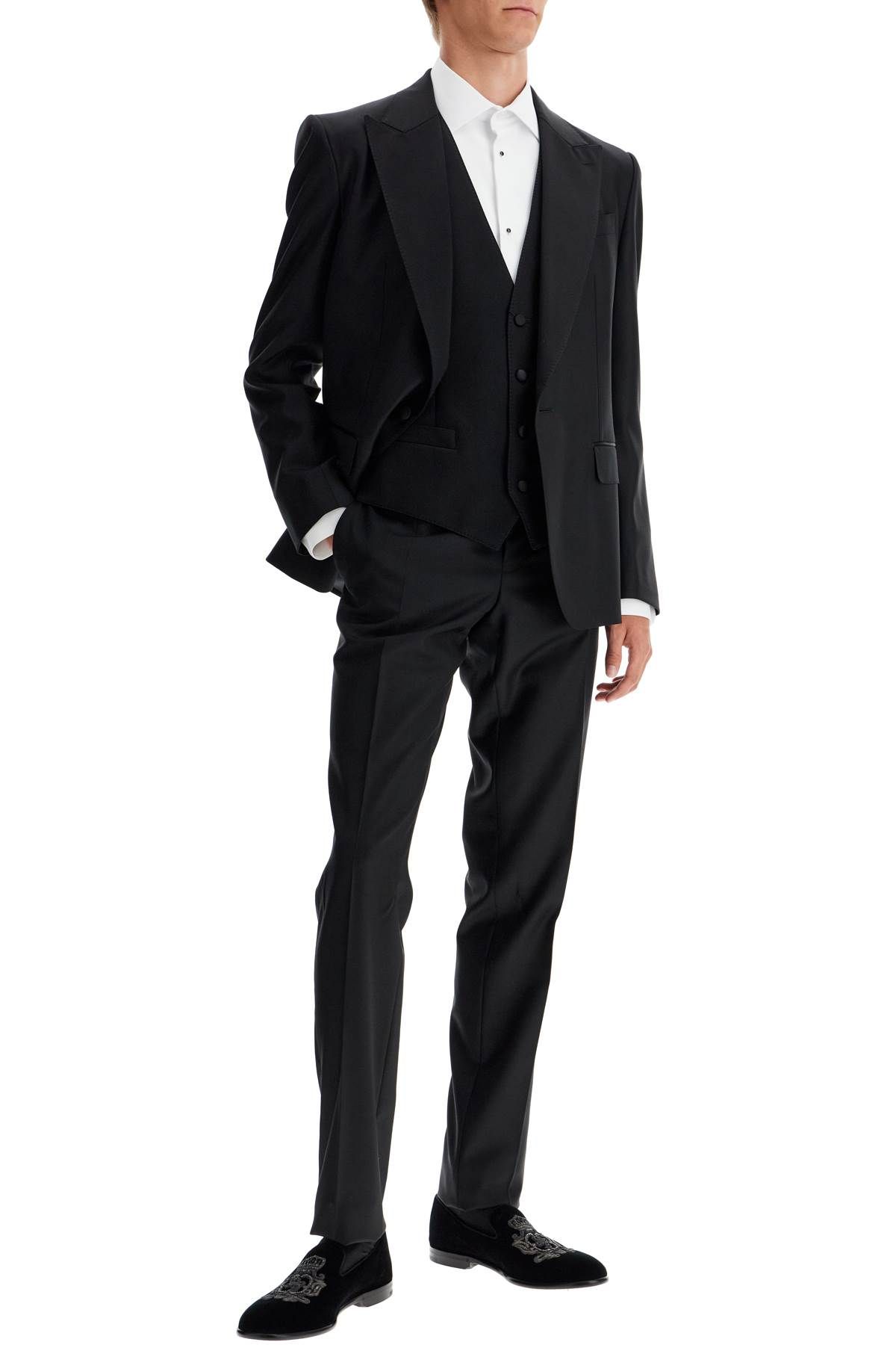 Shop Dolce & Gabbana Gold Slim Fit Tuxedo In White