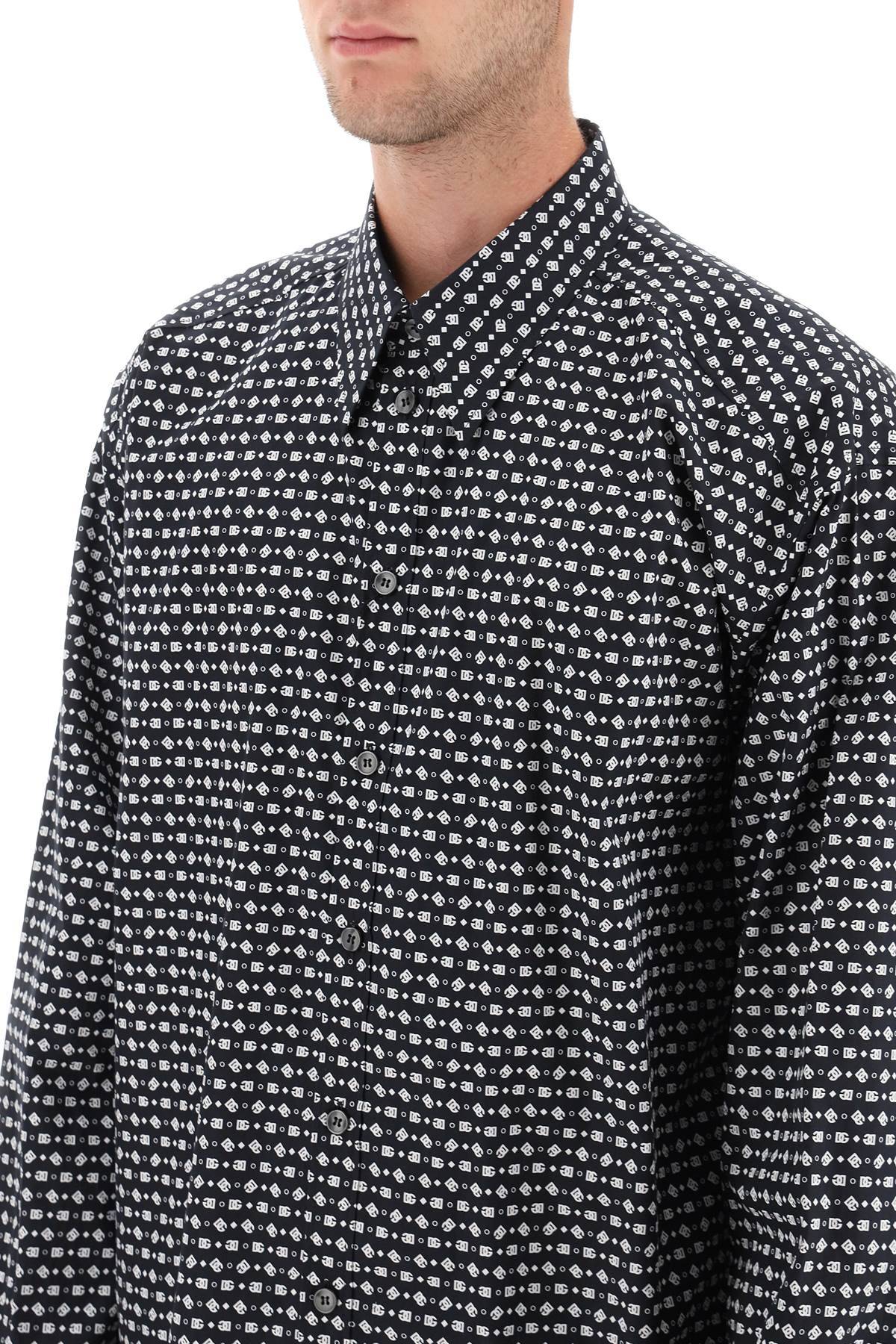 Shop Dolce & Gabbana Micro Monogram Oversized Shirt In Black