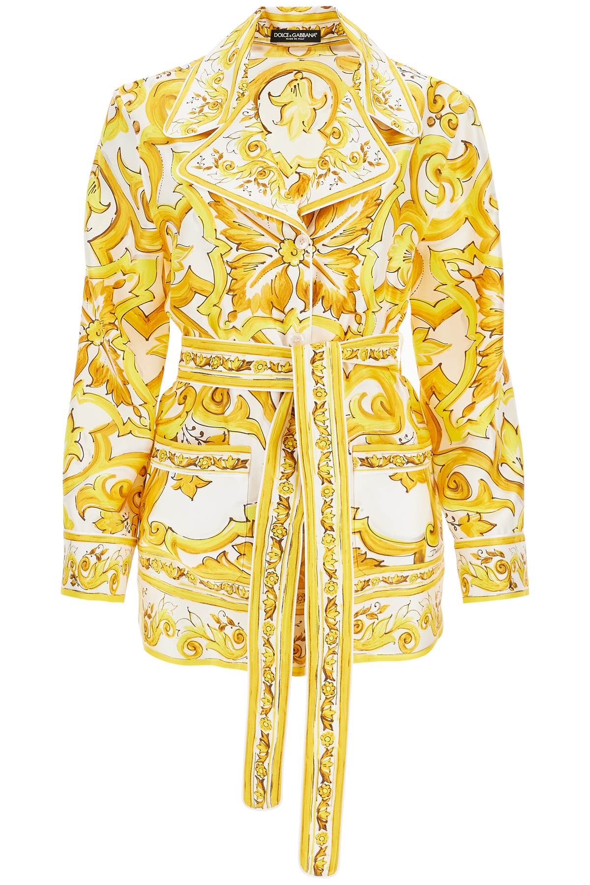 Shop Dolce & Gabbana Silk Blouse With Maiolica Print And In White