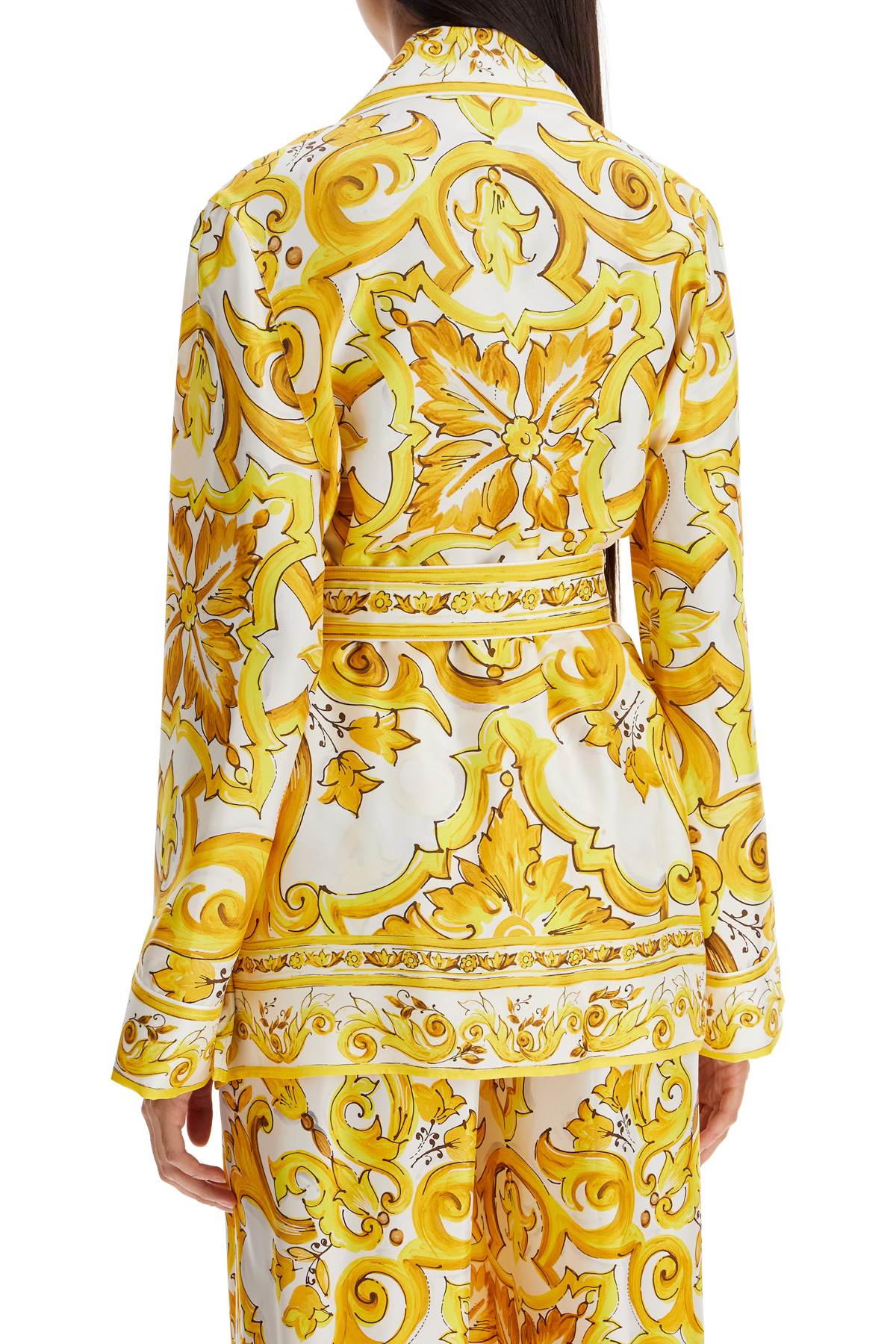 Shop Dolce & Gabbana Silk Blouse With Maiolica Print And In White