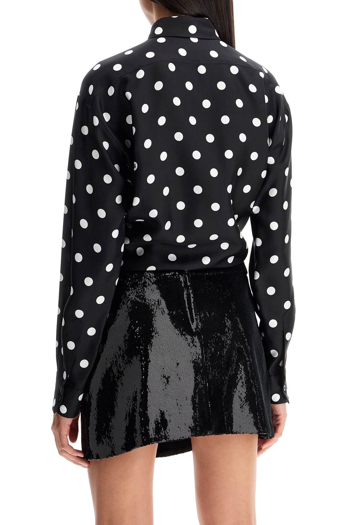 Shop Dolce & Gabbana Silk Polka Dot Print Blouse In Black