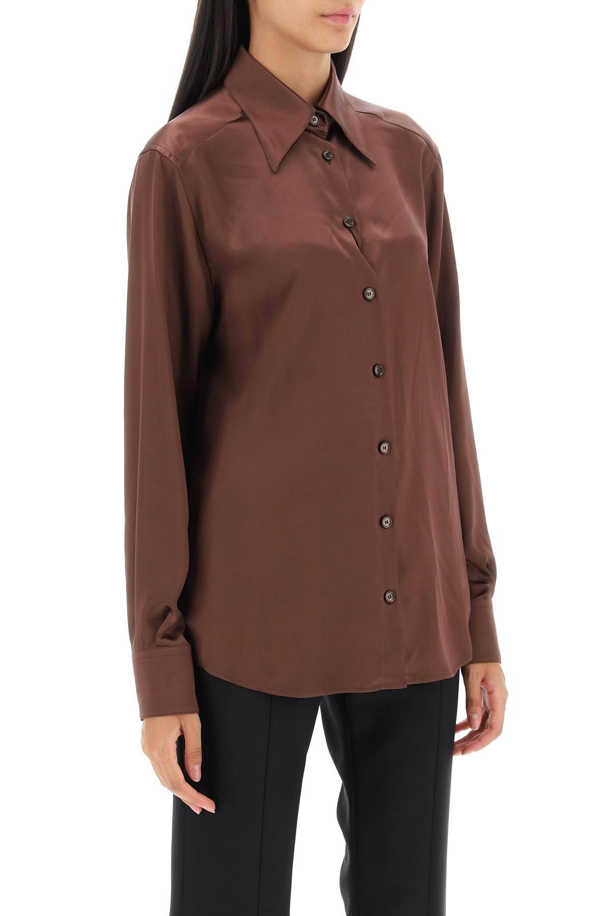 Shop Dolce & Gabbana Silk Satin Shirt In Brown