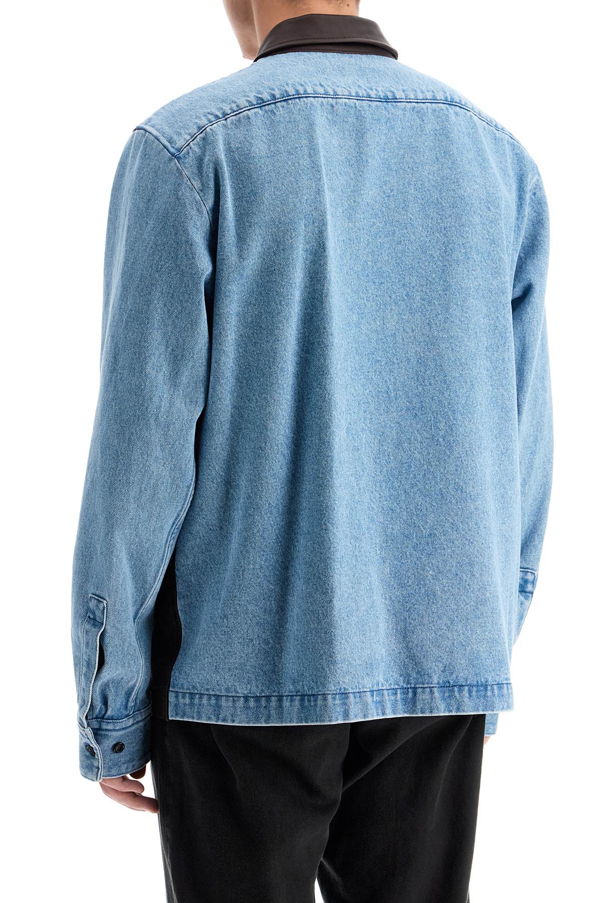 Shop Dries Van Noten Denim And Leather Shirt In Blue