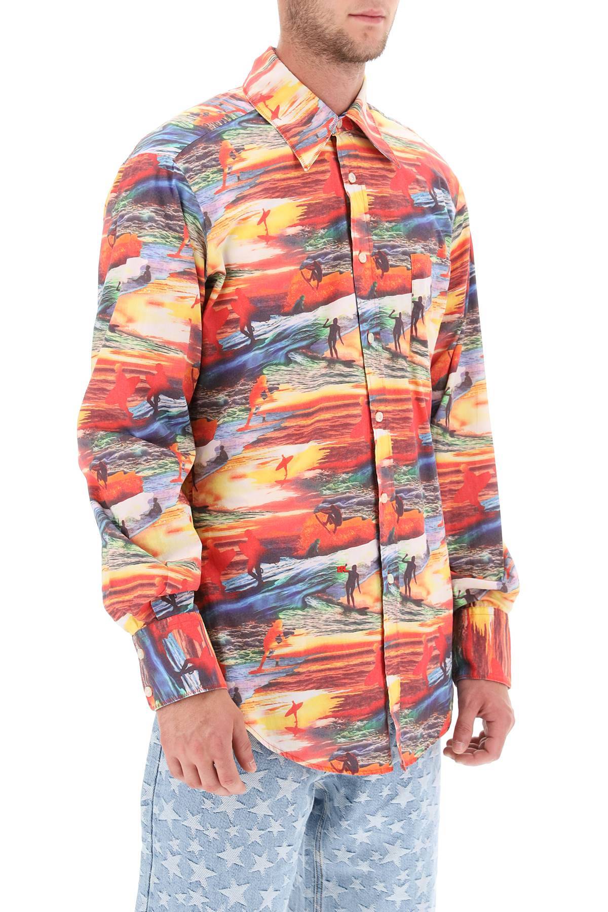 Shop Erl Printed Cotton Shirt In Multicolor