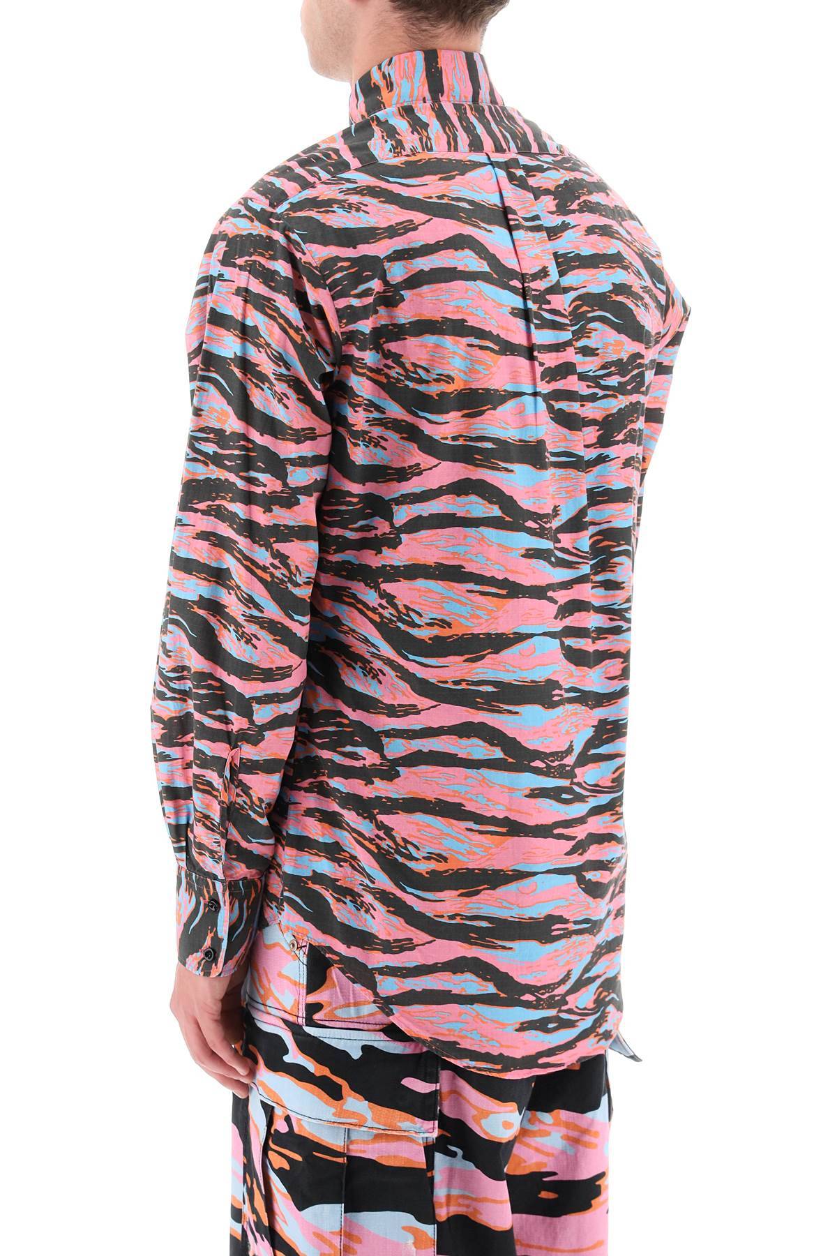 Shop Erl Camouflage Cotton Shirt In Black,light Blue,pink