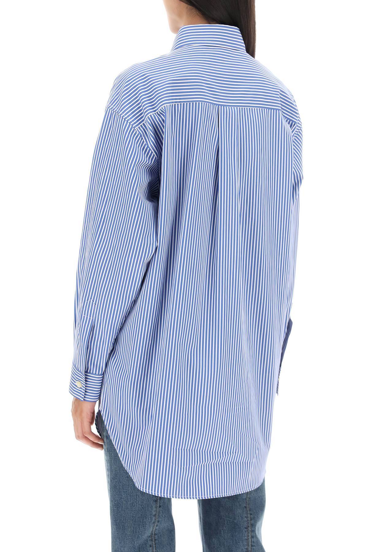 Shop Etro Striped Poplin Shirt In Blue,white