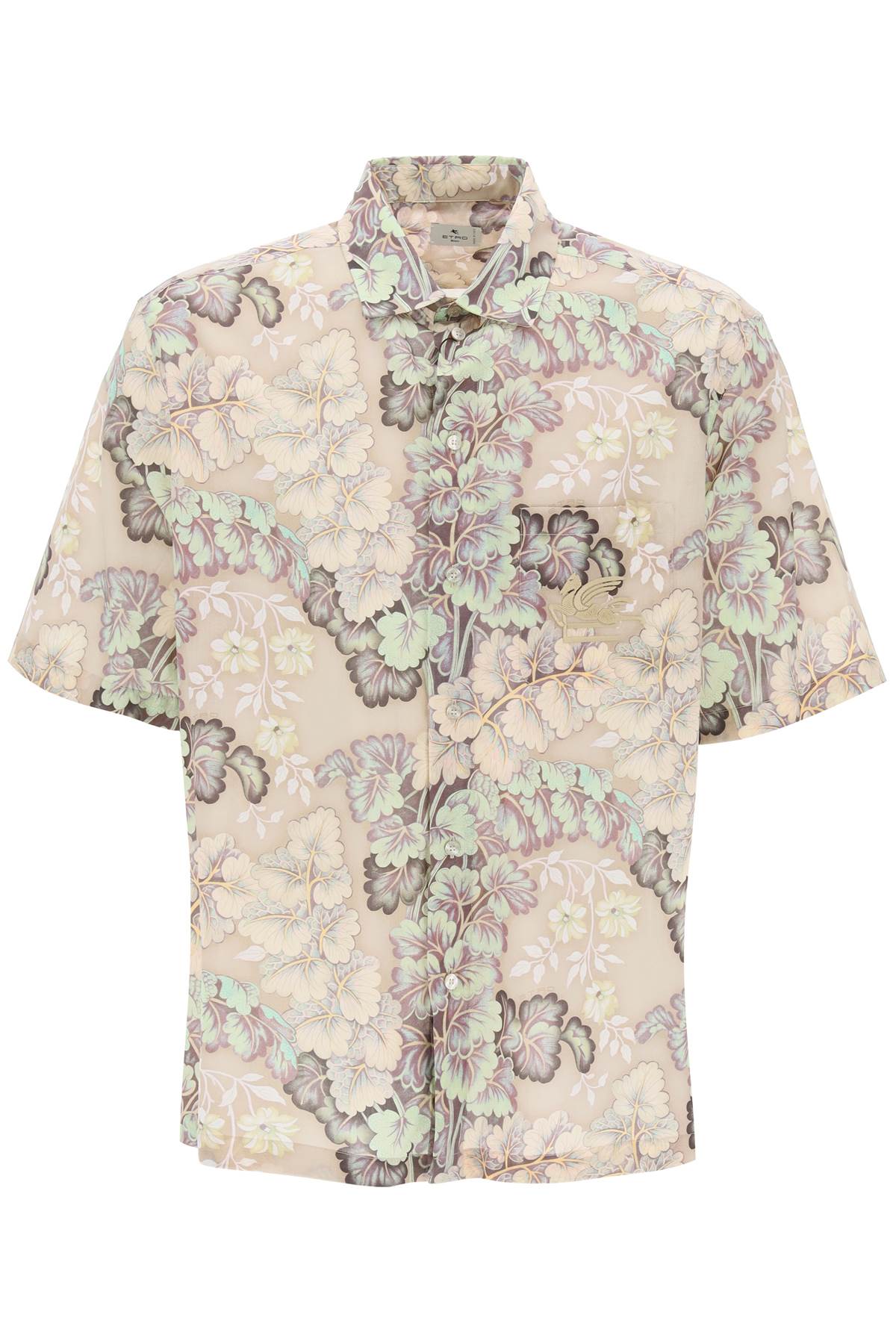 Shop Etro Short-sleeved Floral Shirt In Neutro,green