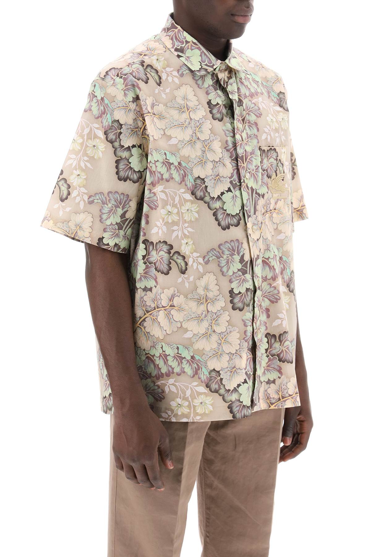 Shop Etro Short-sleeved Floral Shirt In Neutro,green