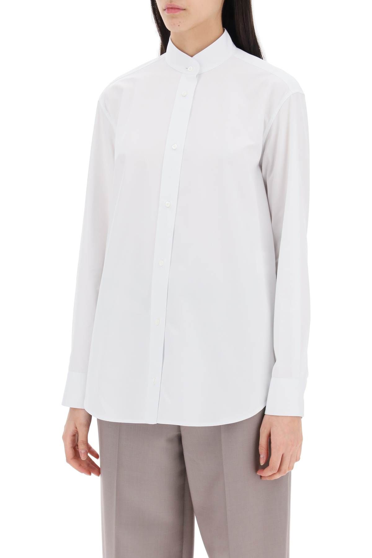 Shop Fendi "korean-style Collared Shirt In White