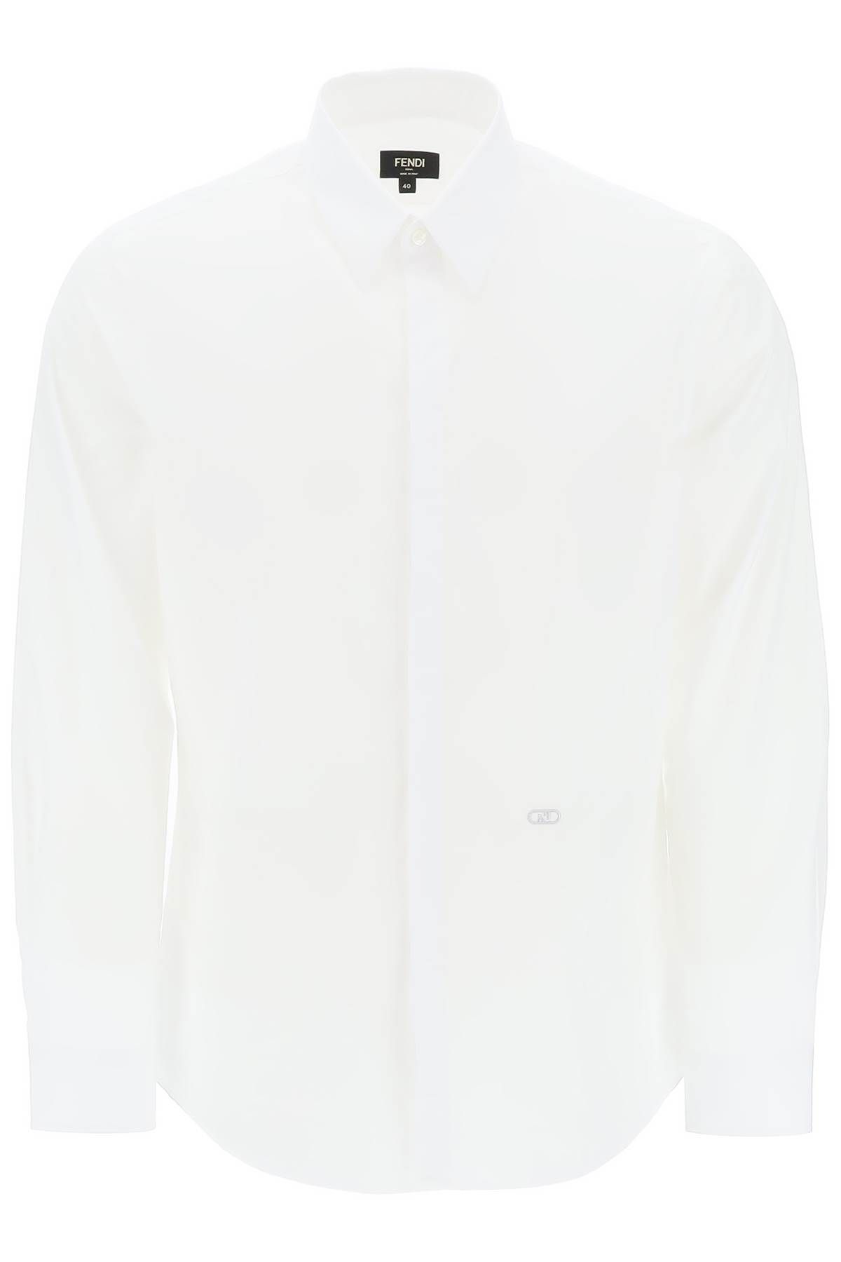 FENDI COTTON SHIRT WITH EMBROIDERED DETAIL
