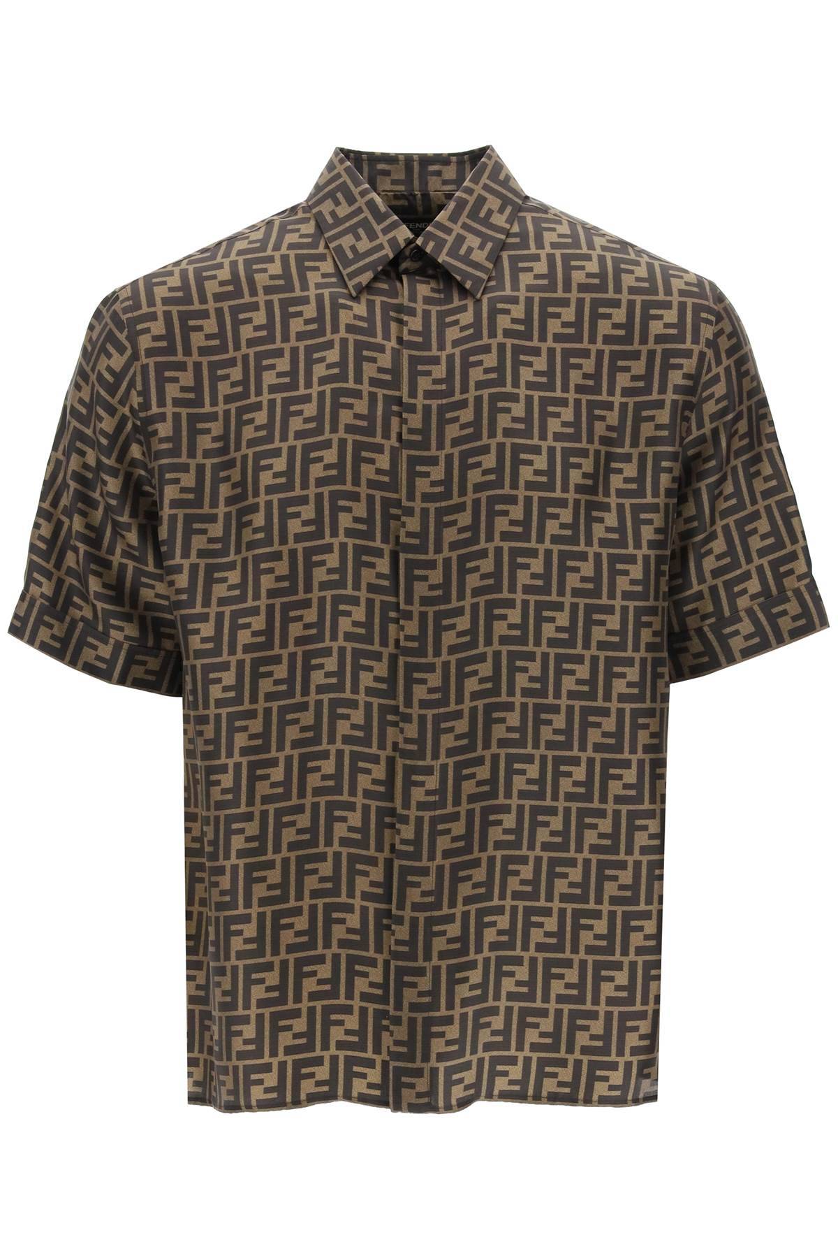 Shop Fendi Short-sleeved Silk Shirt With Ff In Brown