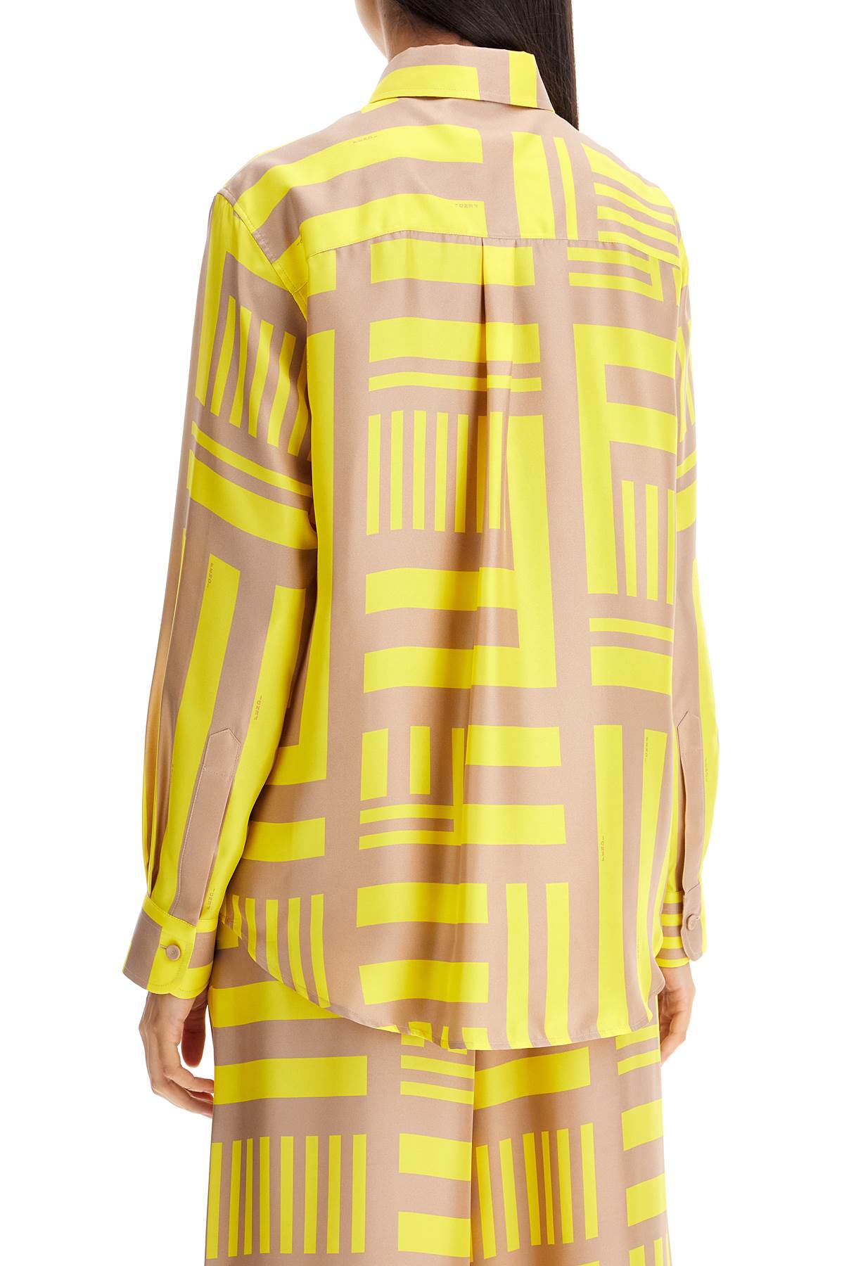 Shop Fendi Labyrinth Silk Shirt Set In Yellow