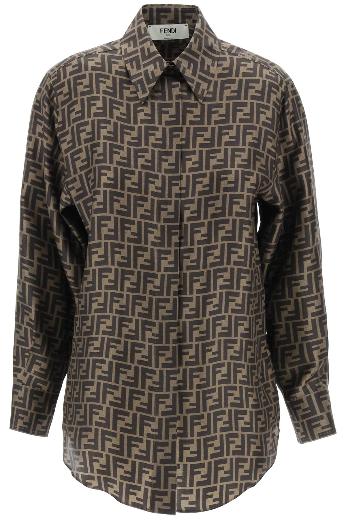 Fendi Ff Silk Shirt In Brown