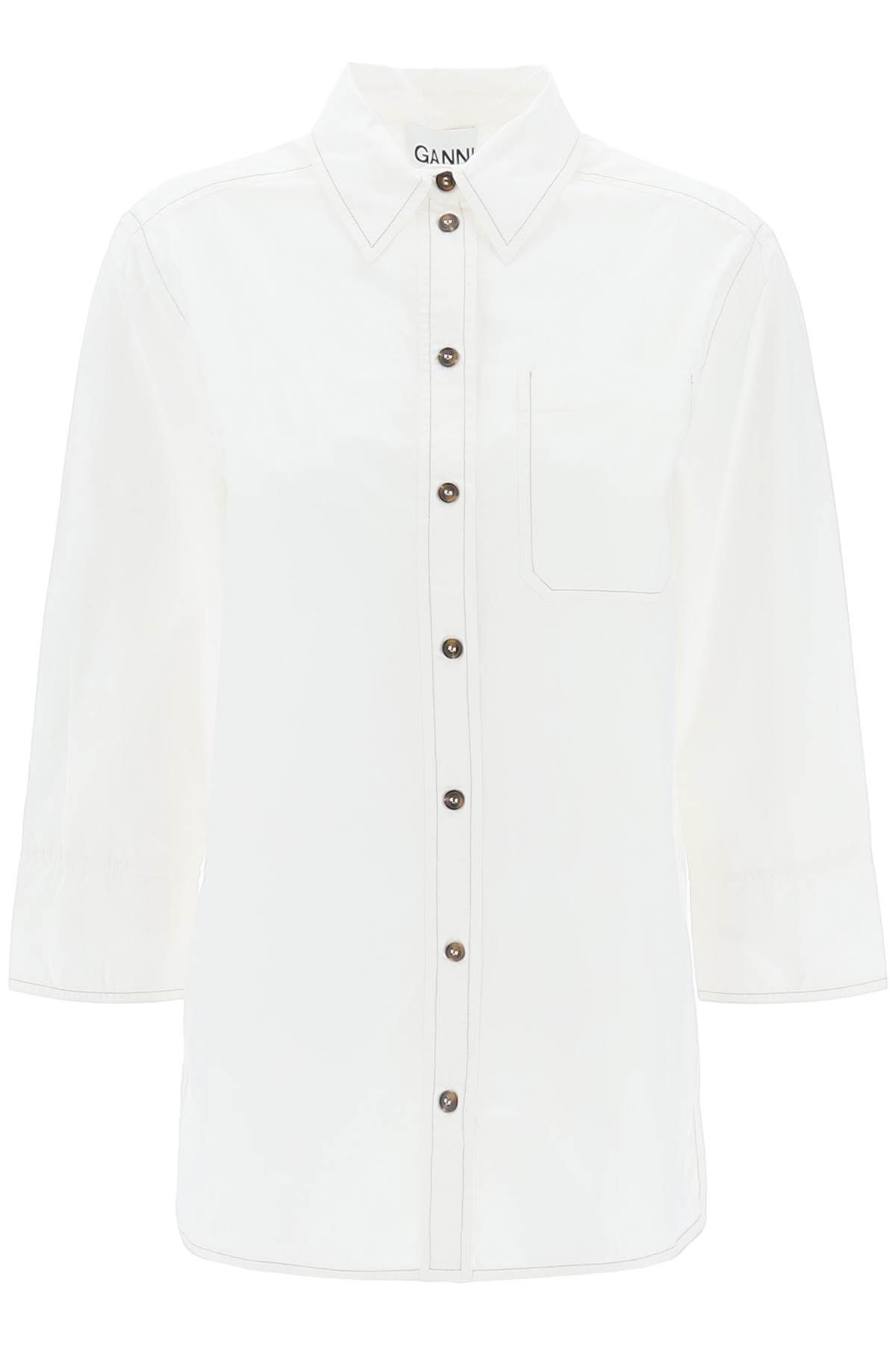 Shop Ganni "oversized Poplin In White