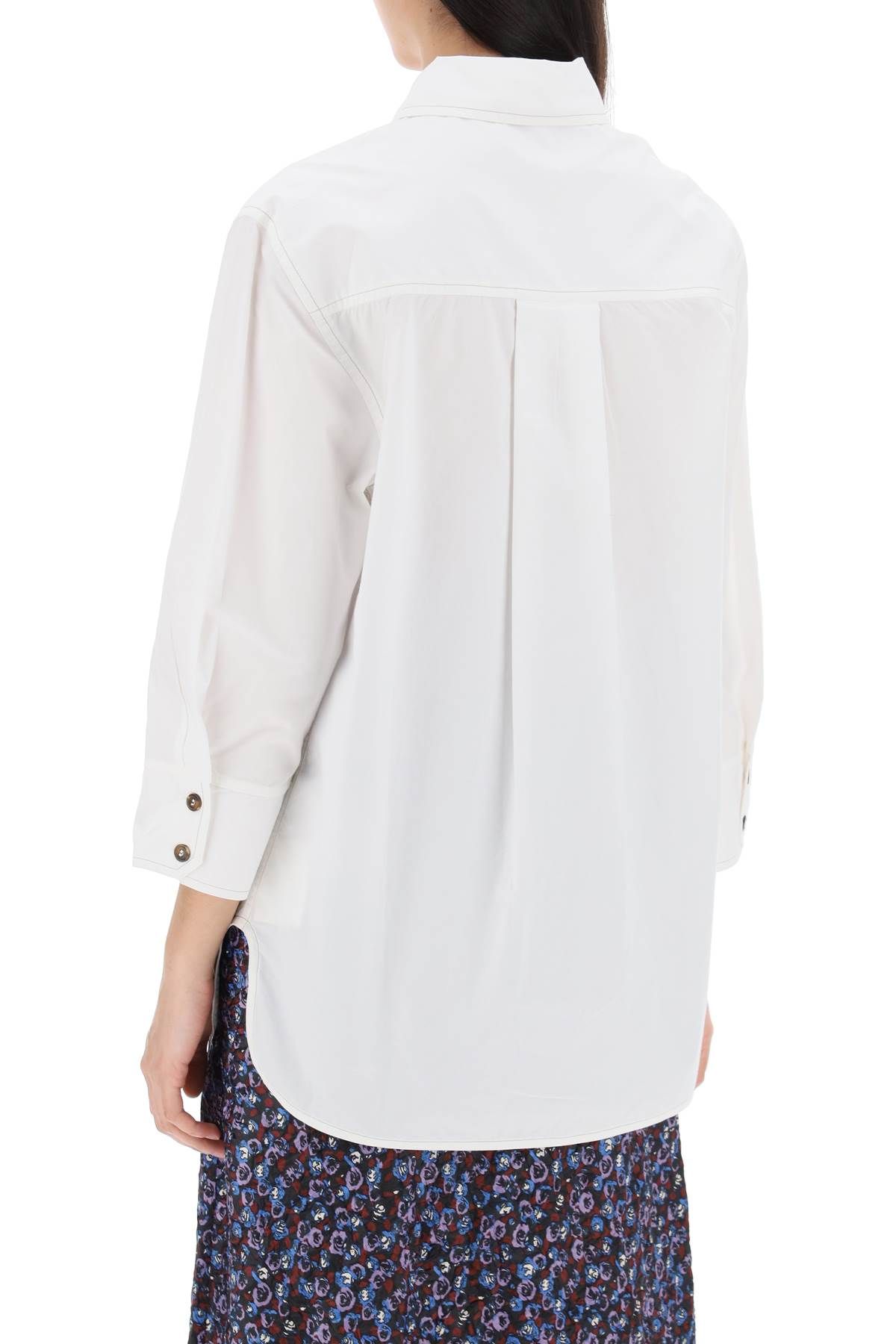 Shop Ganni "oversized Poplin In White