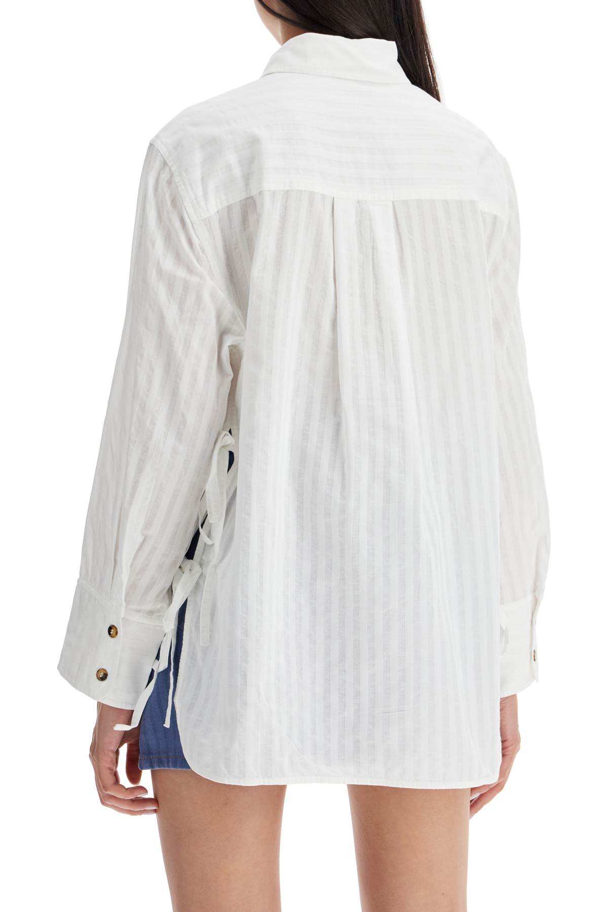 Shop Ganni "oversized Striped In White