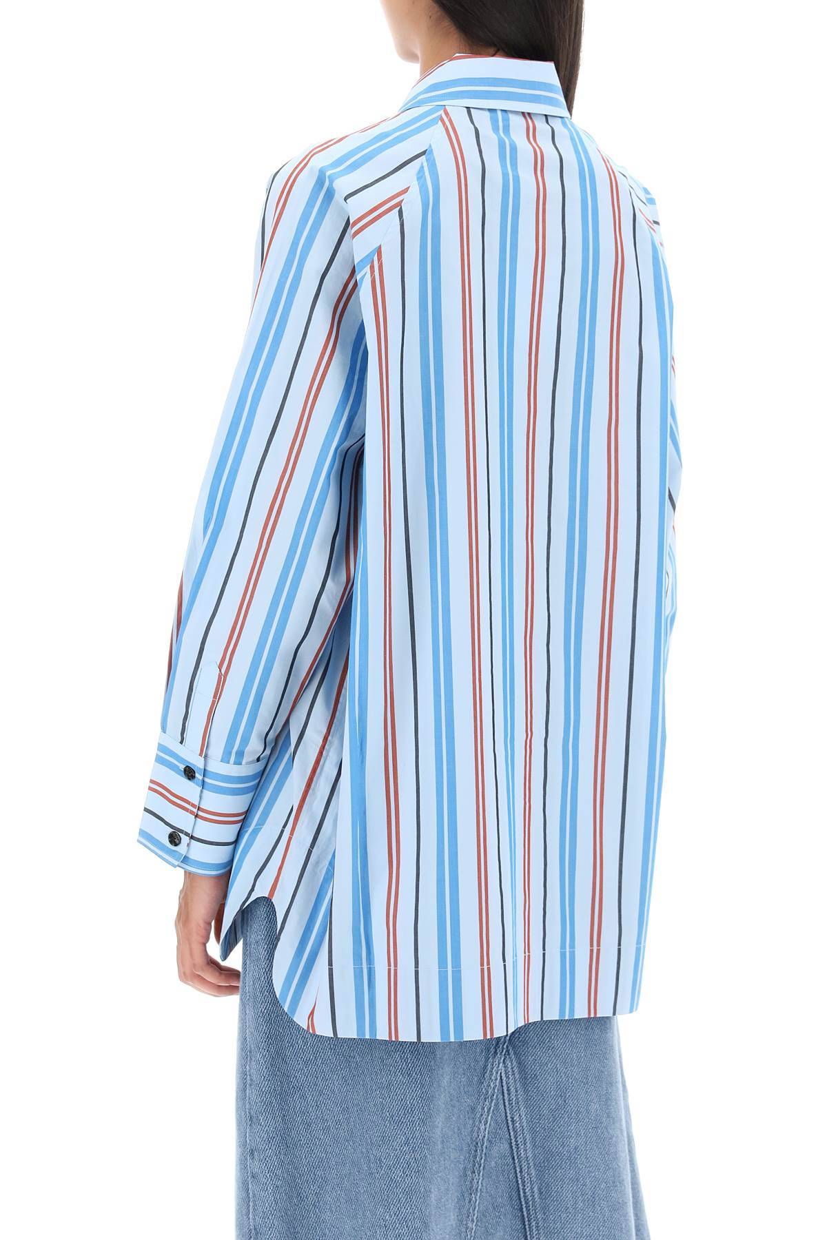 Shop Ganni Oversized Striped Shirt In Light Blue