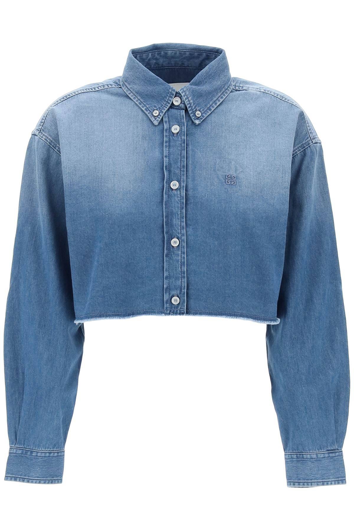 Givenchy Denim Cropped Shirt For Women In Blue
