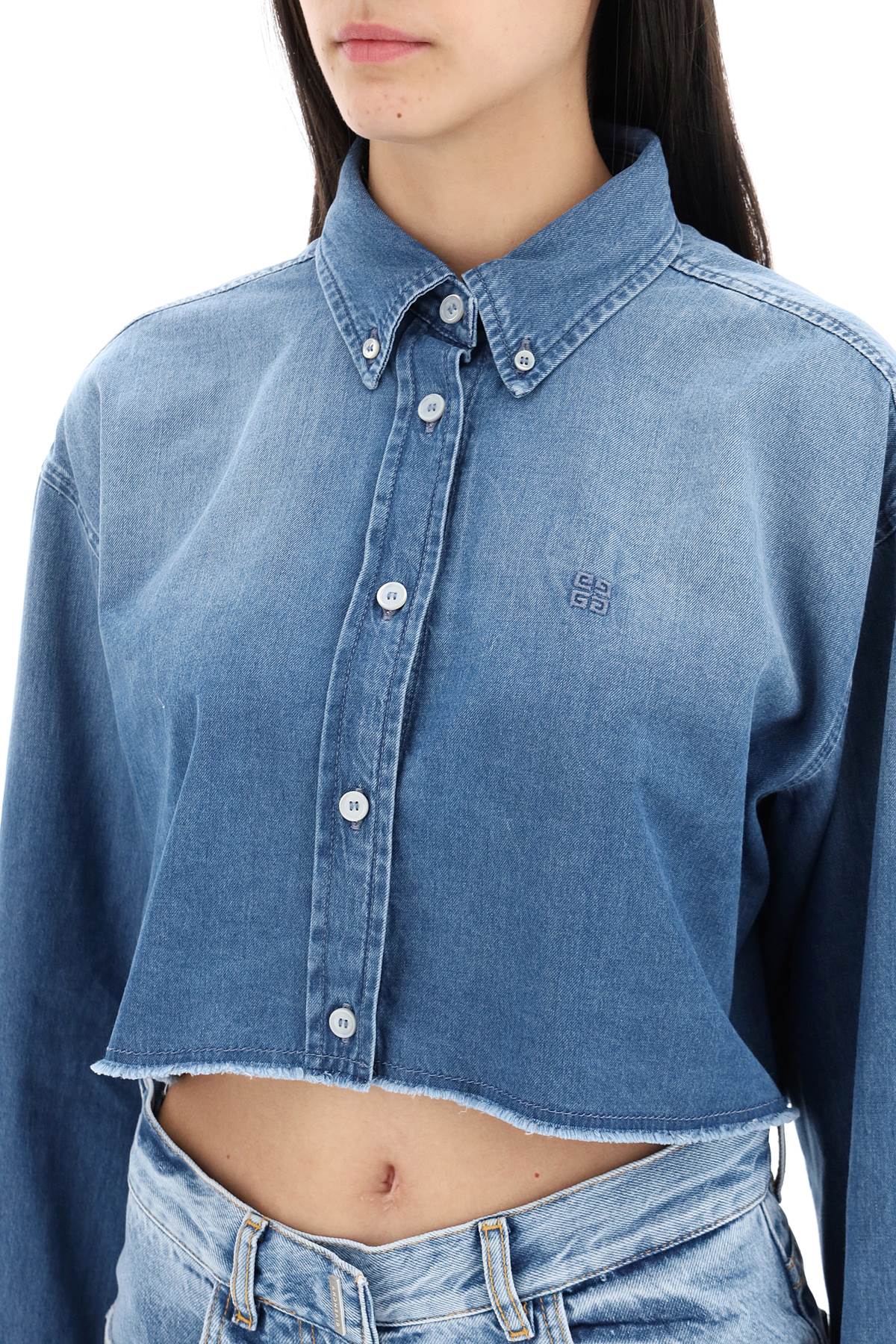 Shop Givenchy Denim Cropped Shirt For Women In Blue