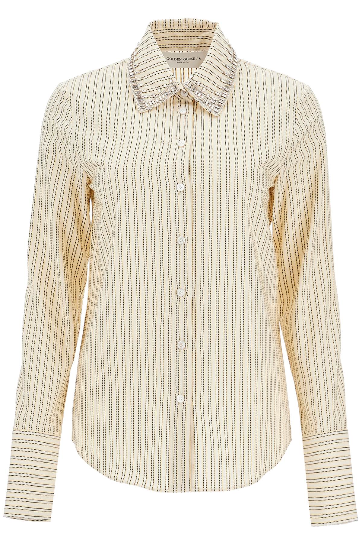 Shop Golden Goose Long-sleeved Shirt With Crystals In Neutro