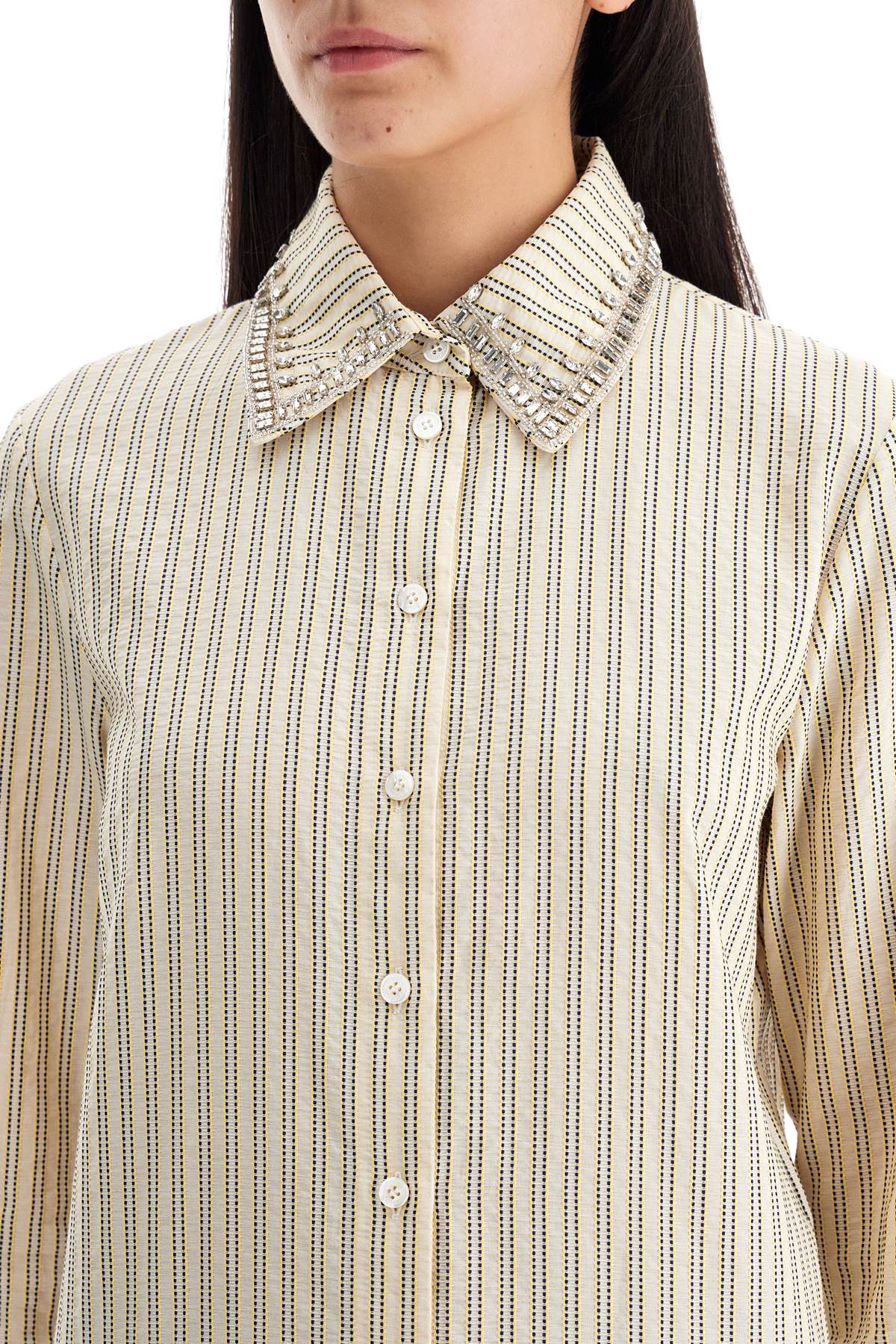 Shop Golden Goose Long-sleeved Shirt With Crystals In Neutro