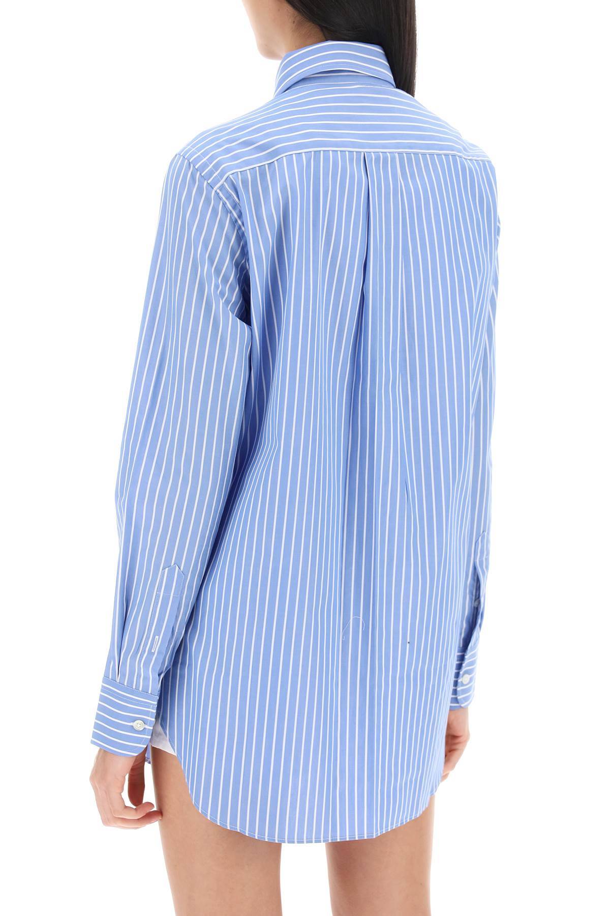 Shop Homme Girls Striped Poplin Shirt In Blue