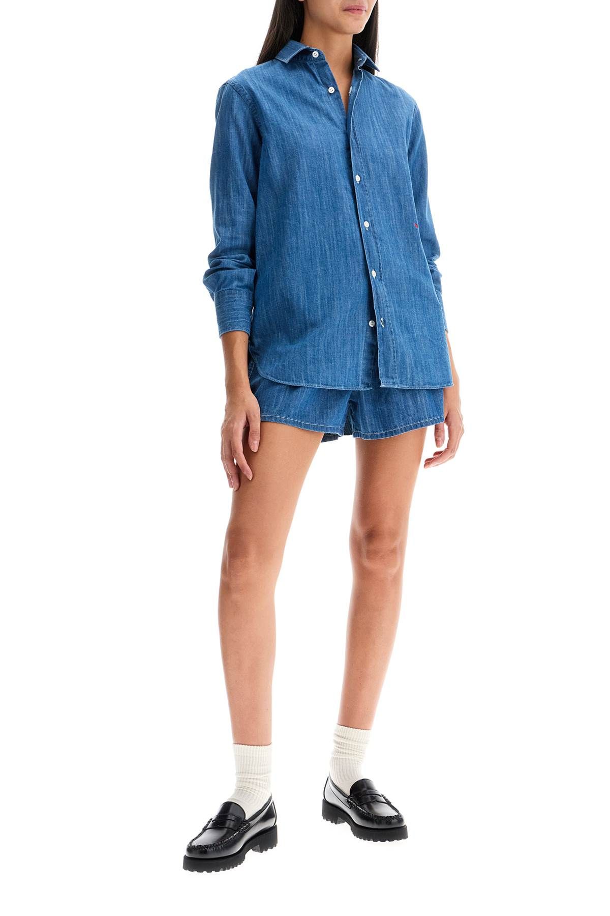 Shop Homme Girls Chambray Shirt In Blue