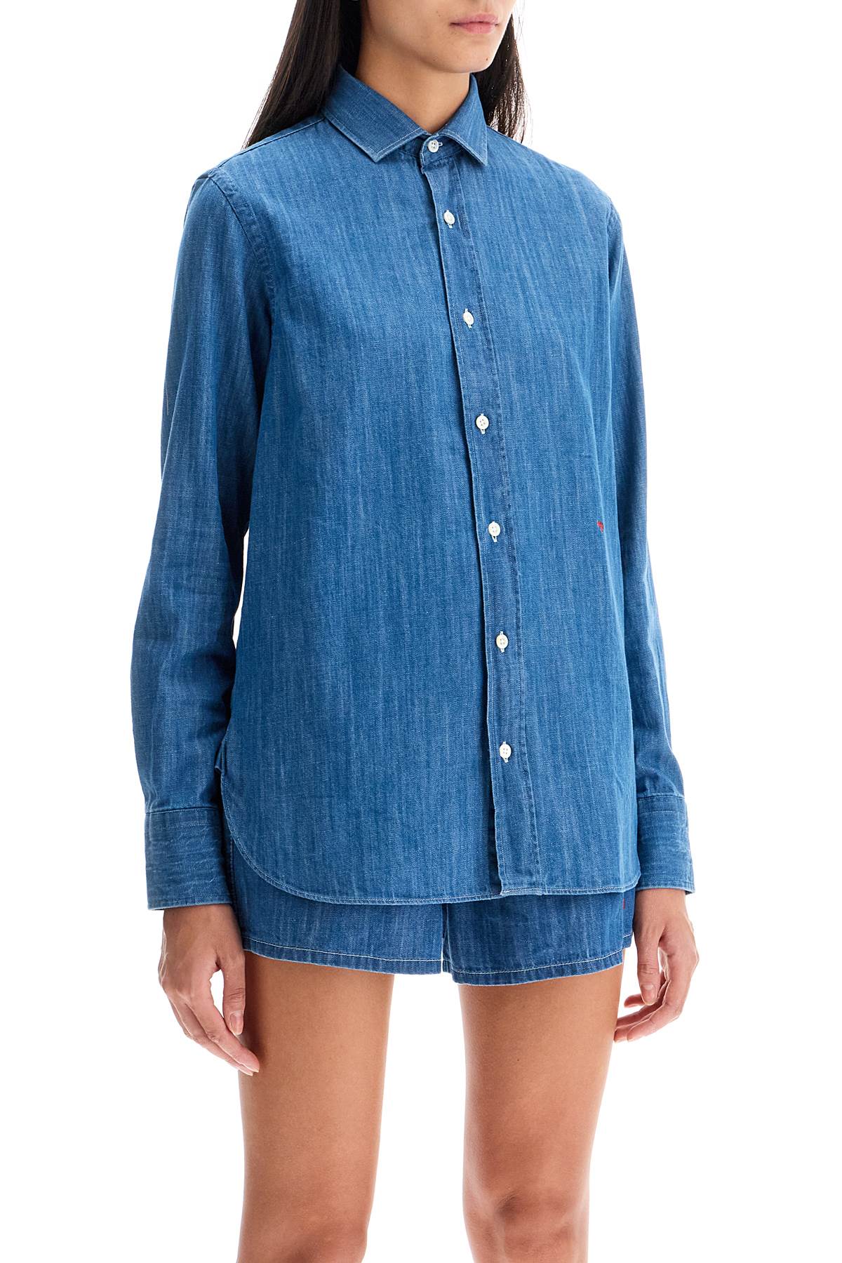 Shop Homme Girls Chambray Shirt In Blue