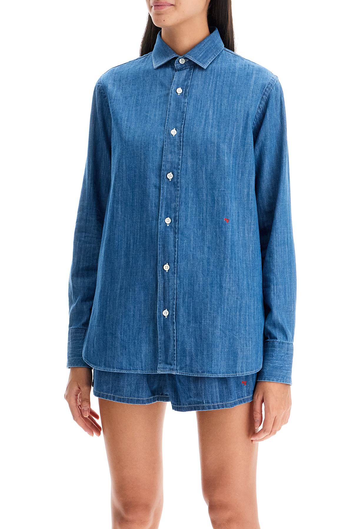 Shop Homme Girls Chambray Shirt In Blue