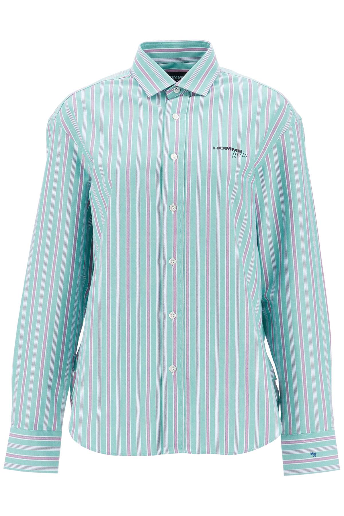 Shop Homme Girls Striped Oxford Shirt For Men In Green