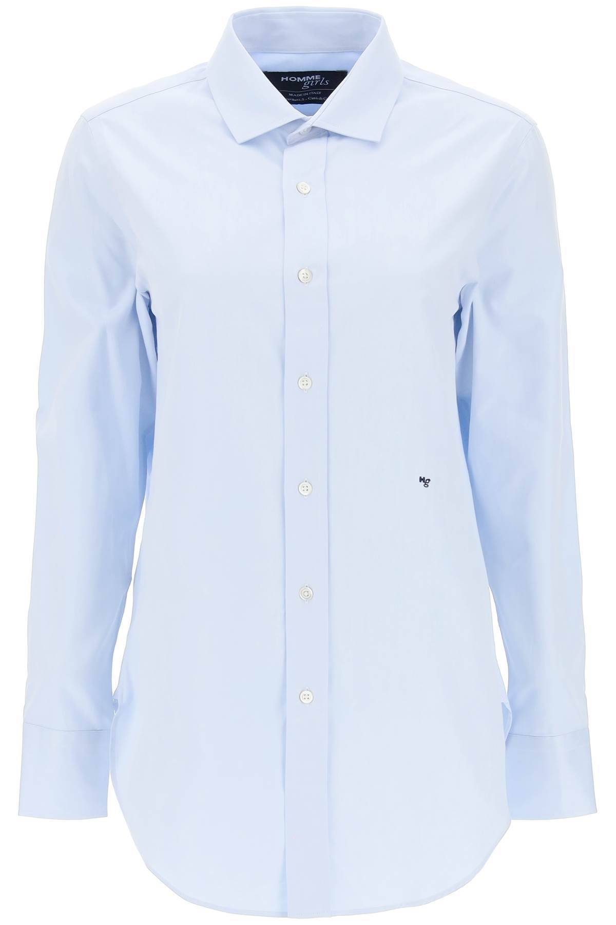 Shop Homme Girls Cotton Twill Shirt In Light Blue