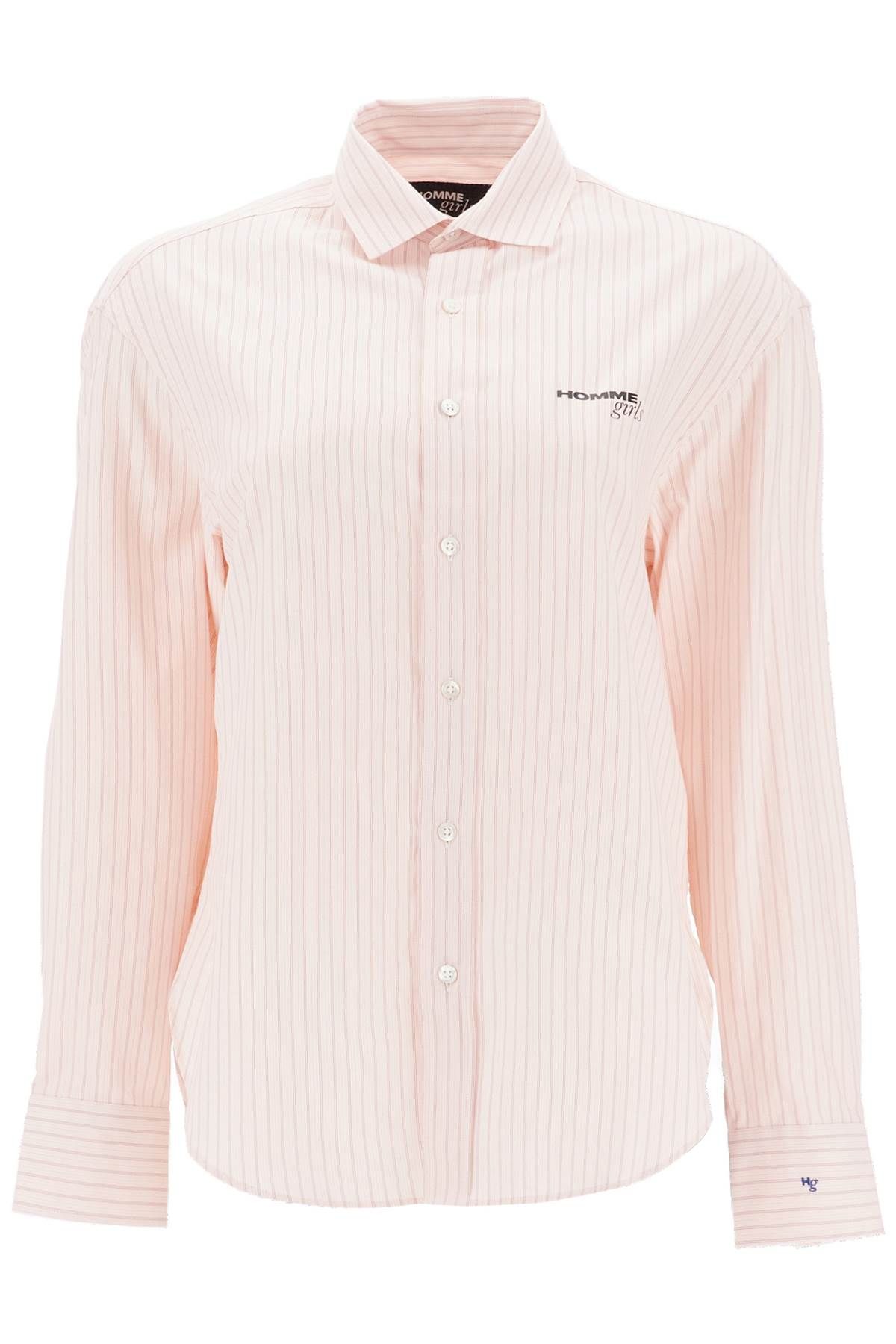 Shop Homme Girls Striped Oxford Shirt For Men In Pink