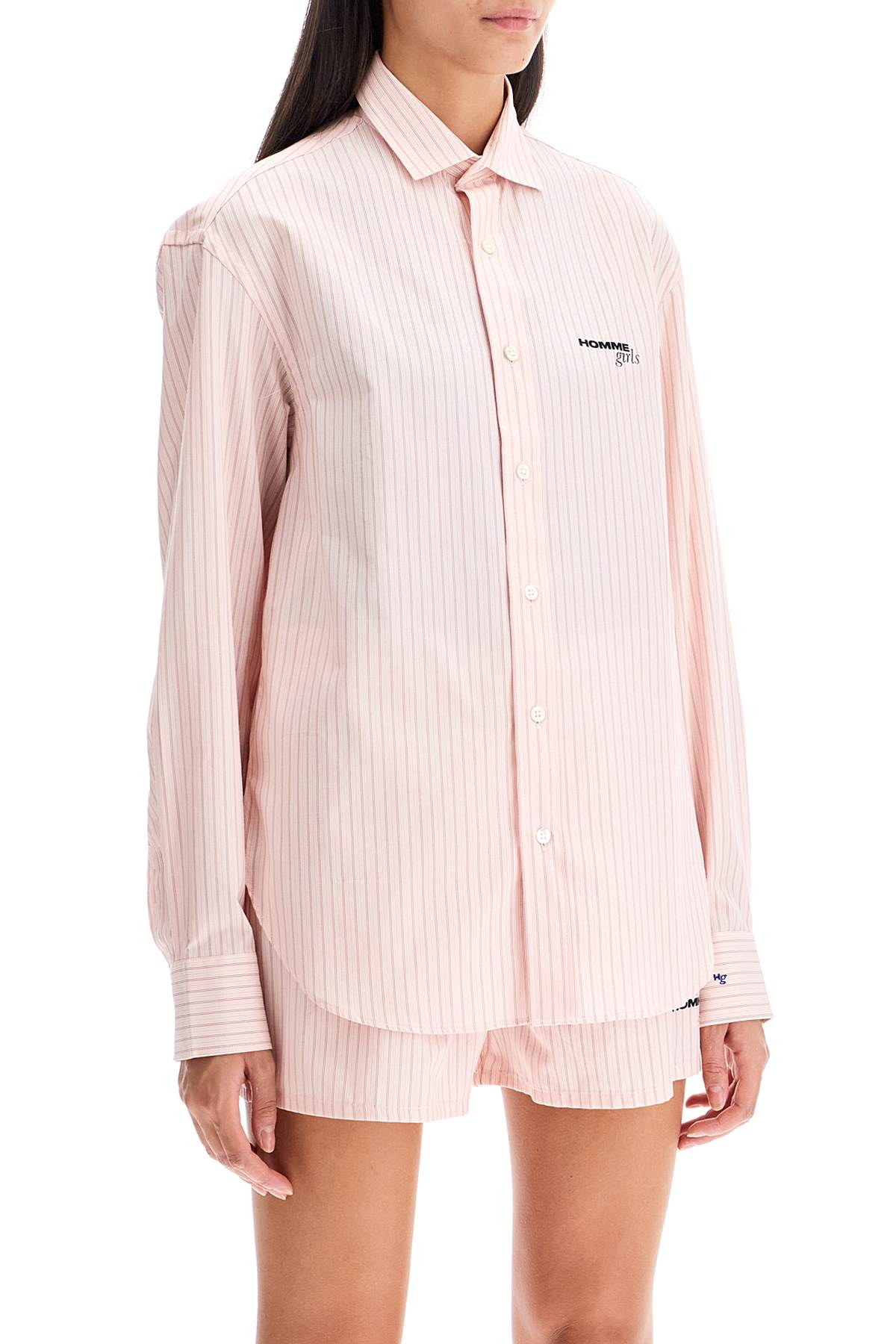 Shop Homme Girls Striped Oxford Shirt For Men In Pink