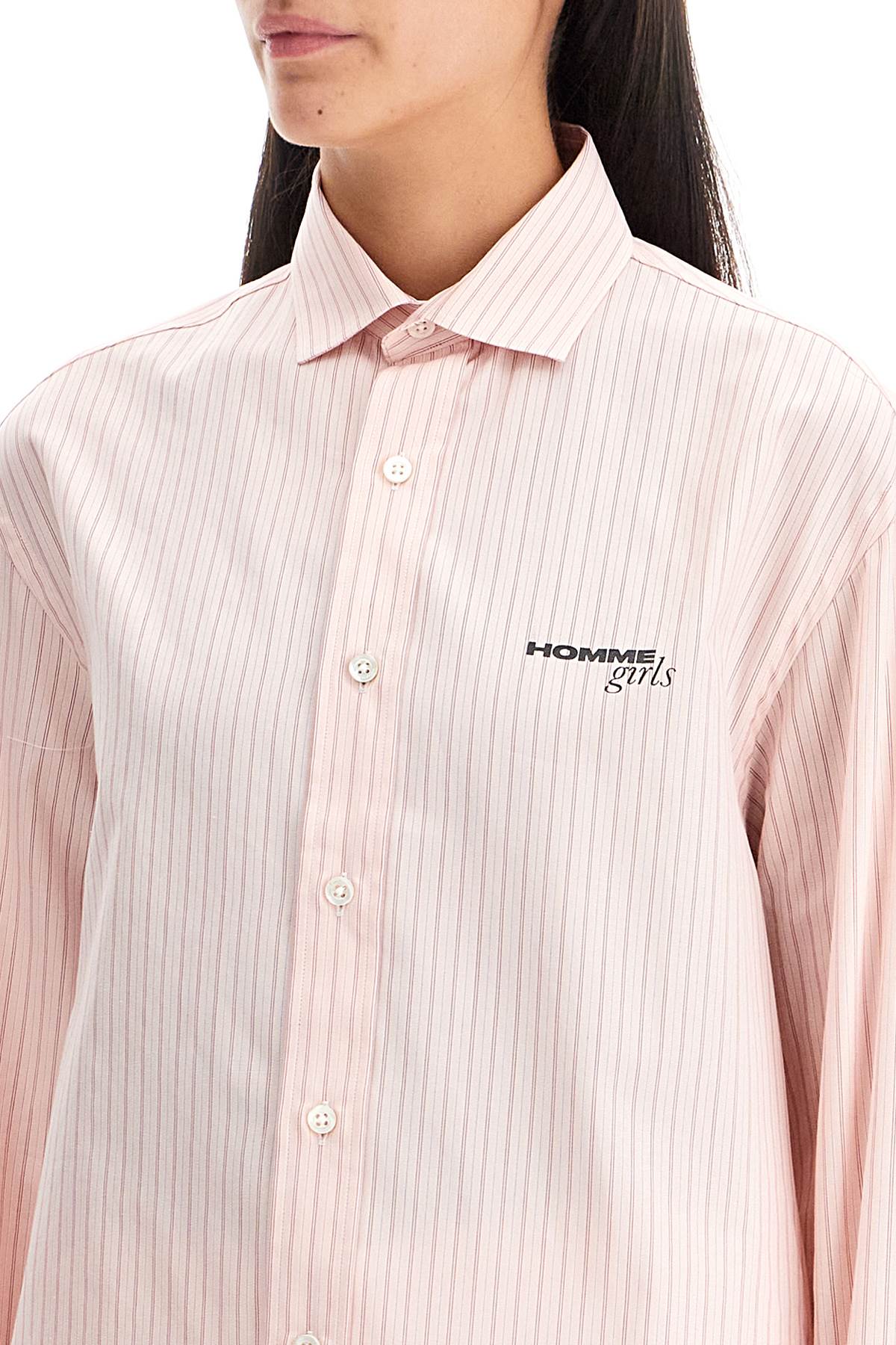 Shop Homme Girls Striped Oxford Shirt For Men In Pink