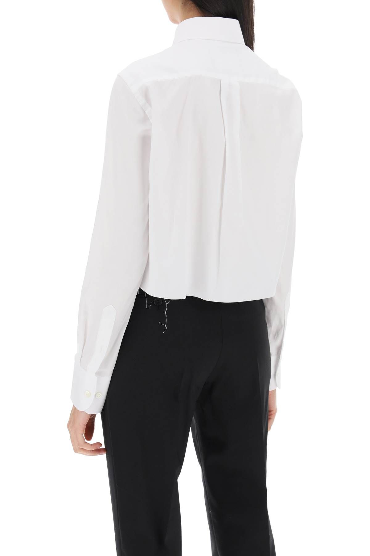 Shop Homme Girls Cotton Twill Cropped Shirt In White