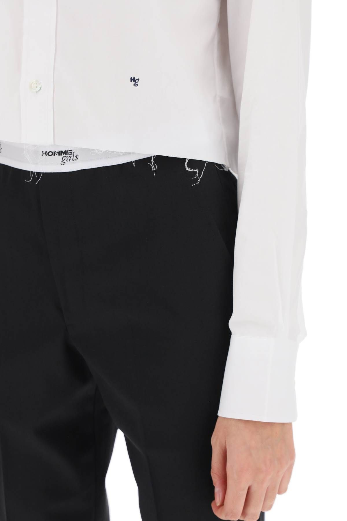 Shop Homme Girls Cotton Twill Cropped Shirt In White