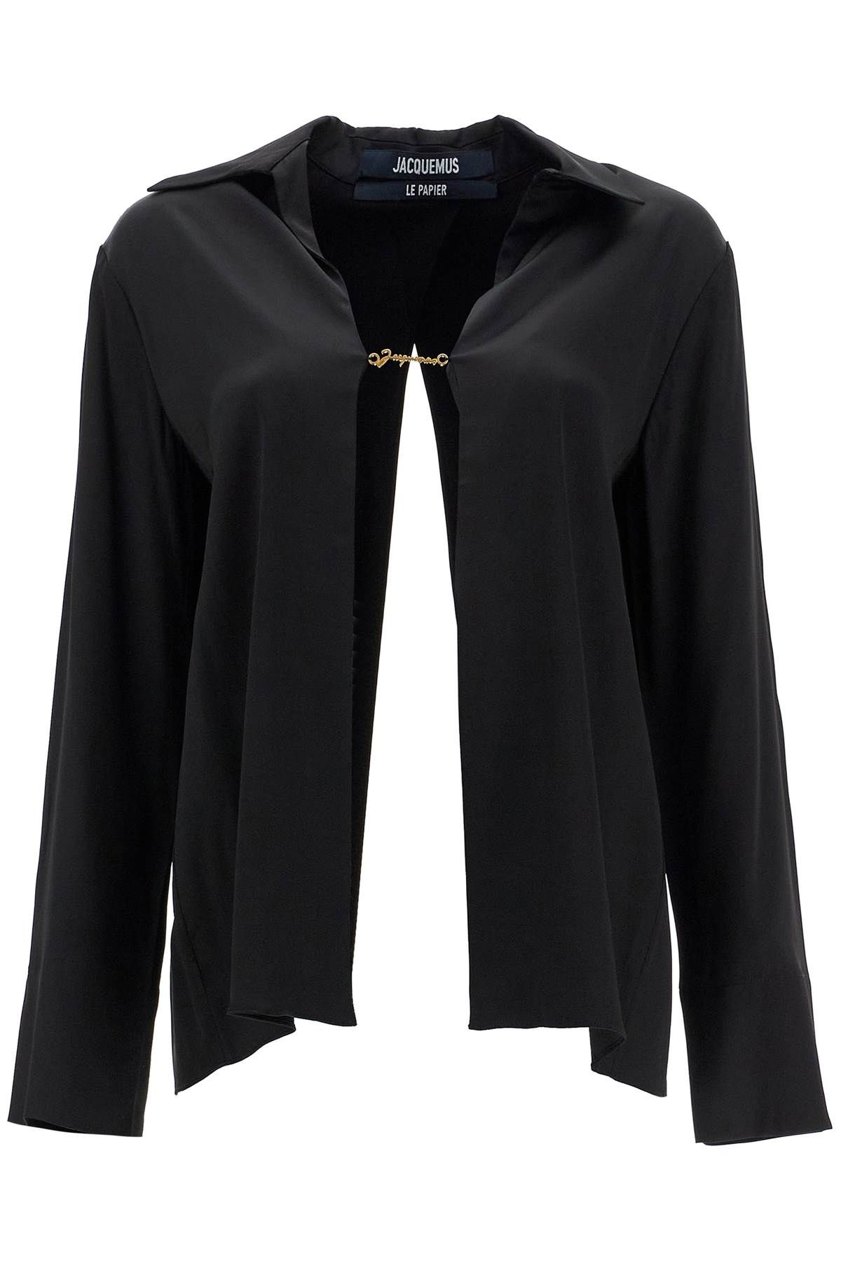 Shop Jacquemus Open Shirt 'the Night Chemise In Black