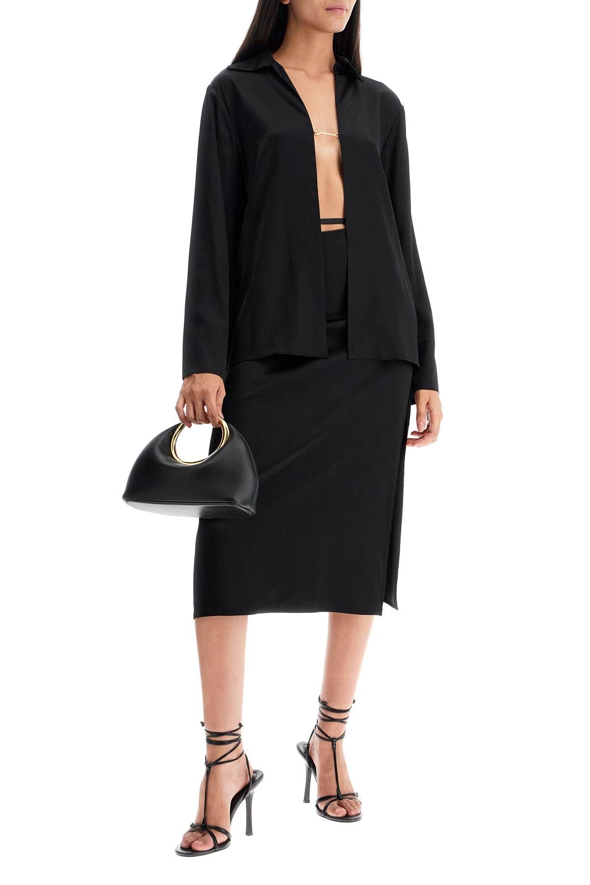 Shop Jacquemus Open Shirt 'the Night Chemise In Black