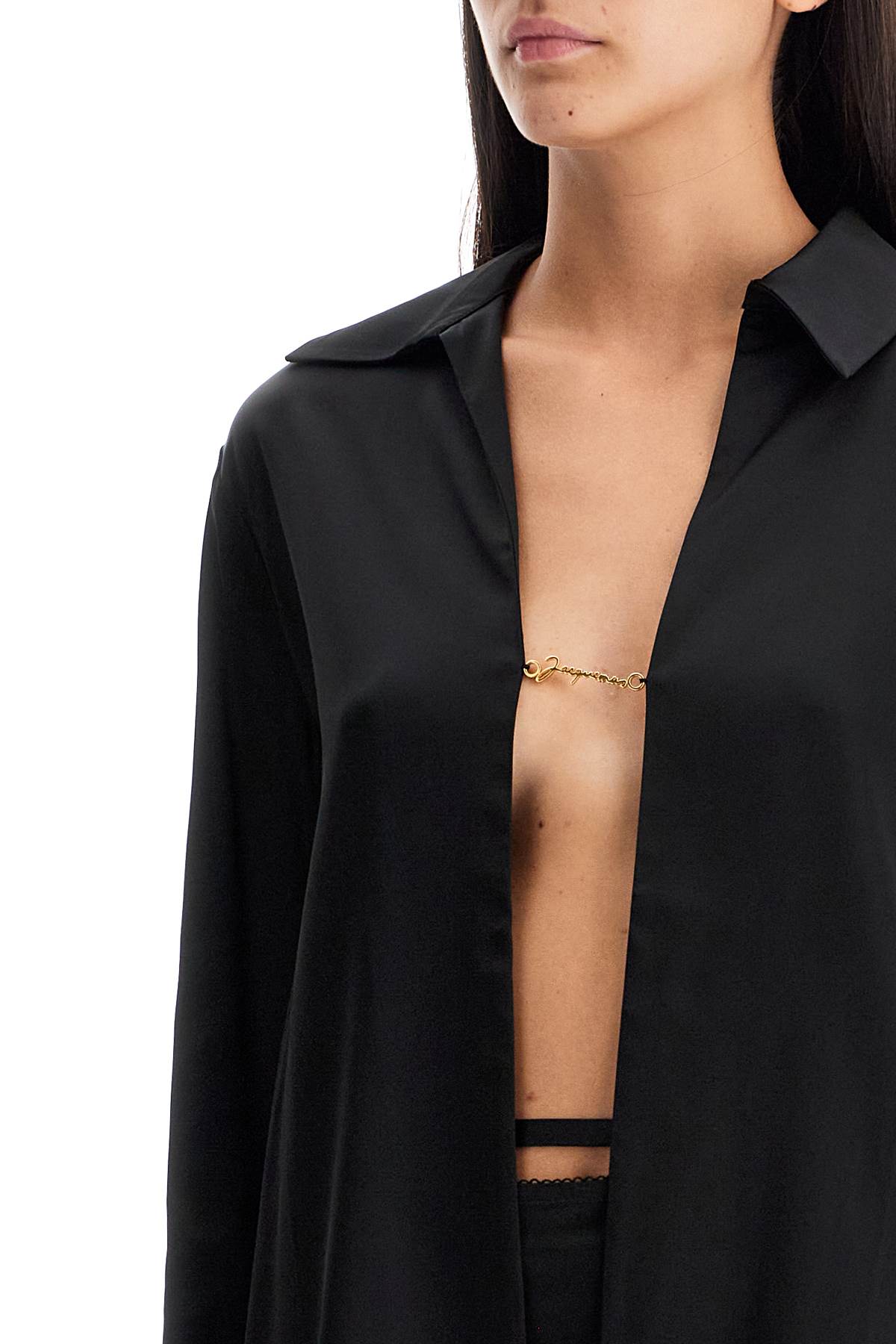 Shop Jacquemus Open Shirt 'the Night Chemise In Black