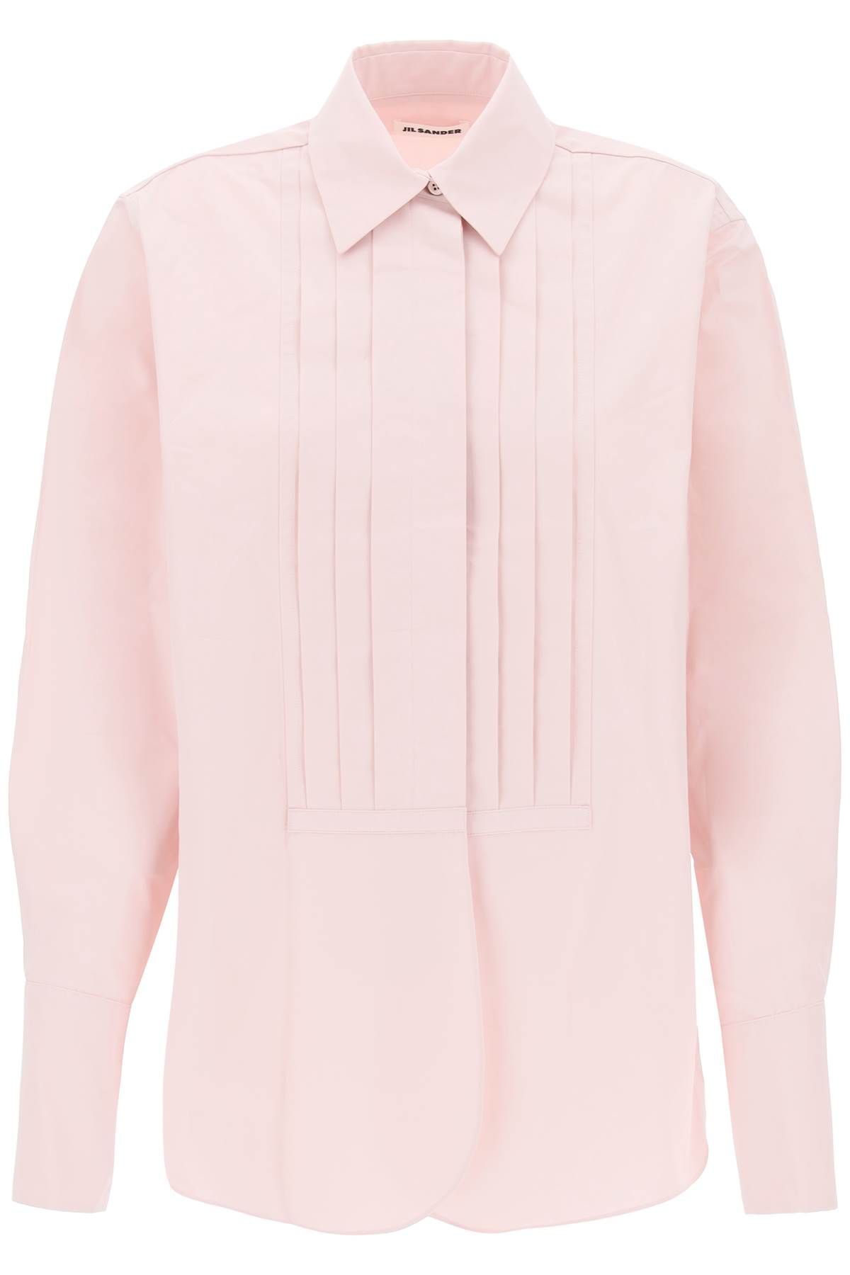 Shop Jil Sander Pleated Bib Shirt With In Pink