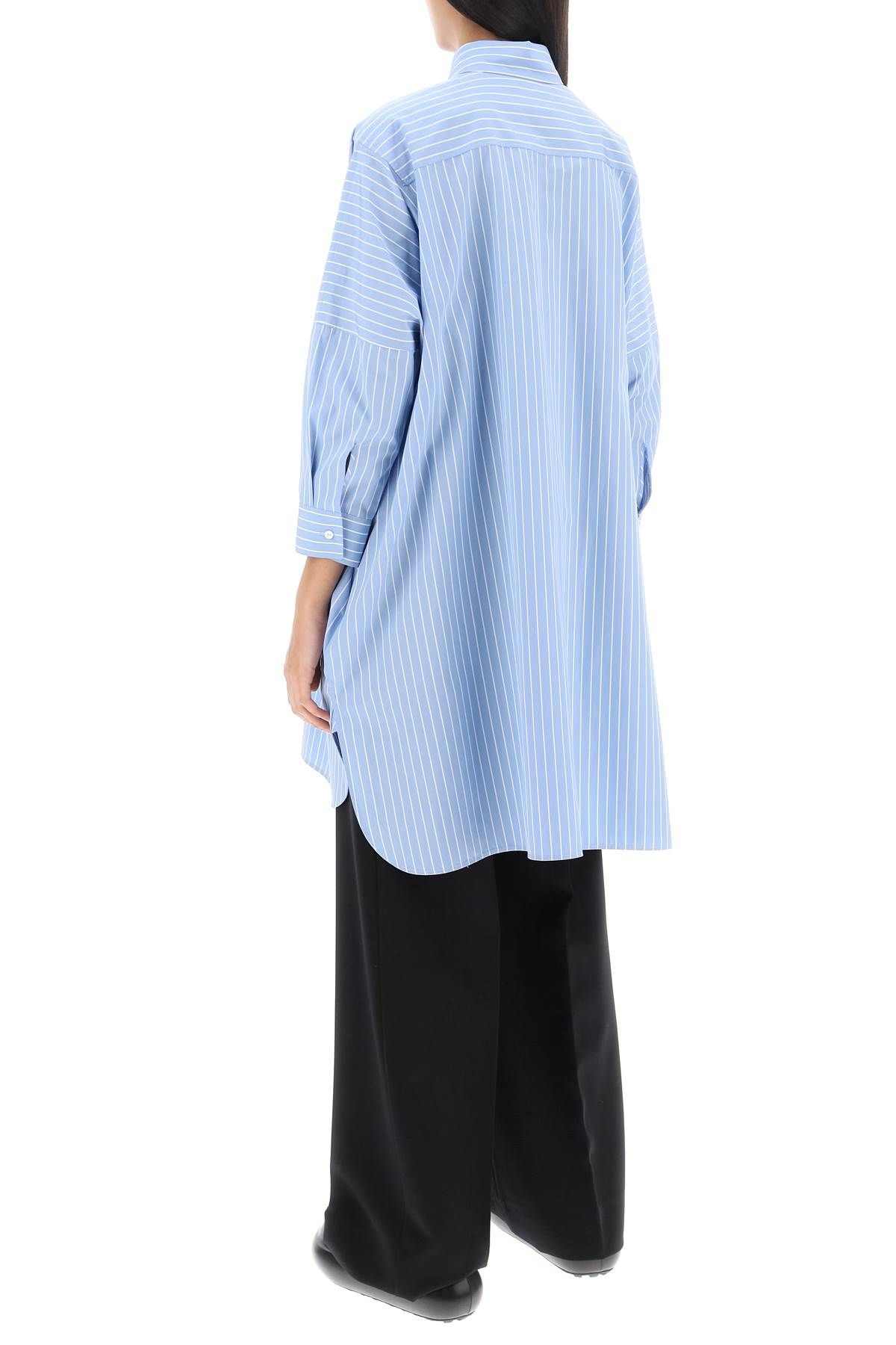Shop Jil Sander Maxi Shirt In Striped Poplin In Light Blue,white
