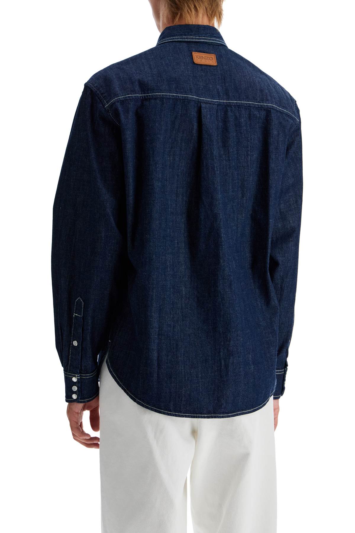 Shop Kenzo Denim Western Shirt For Men In Blue